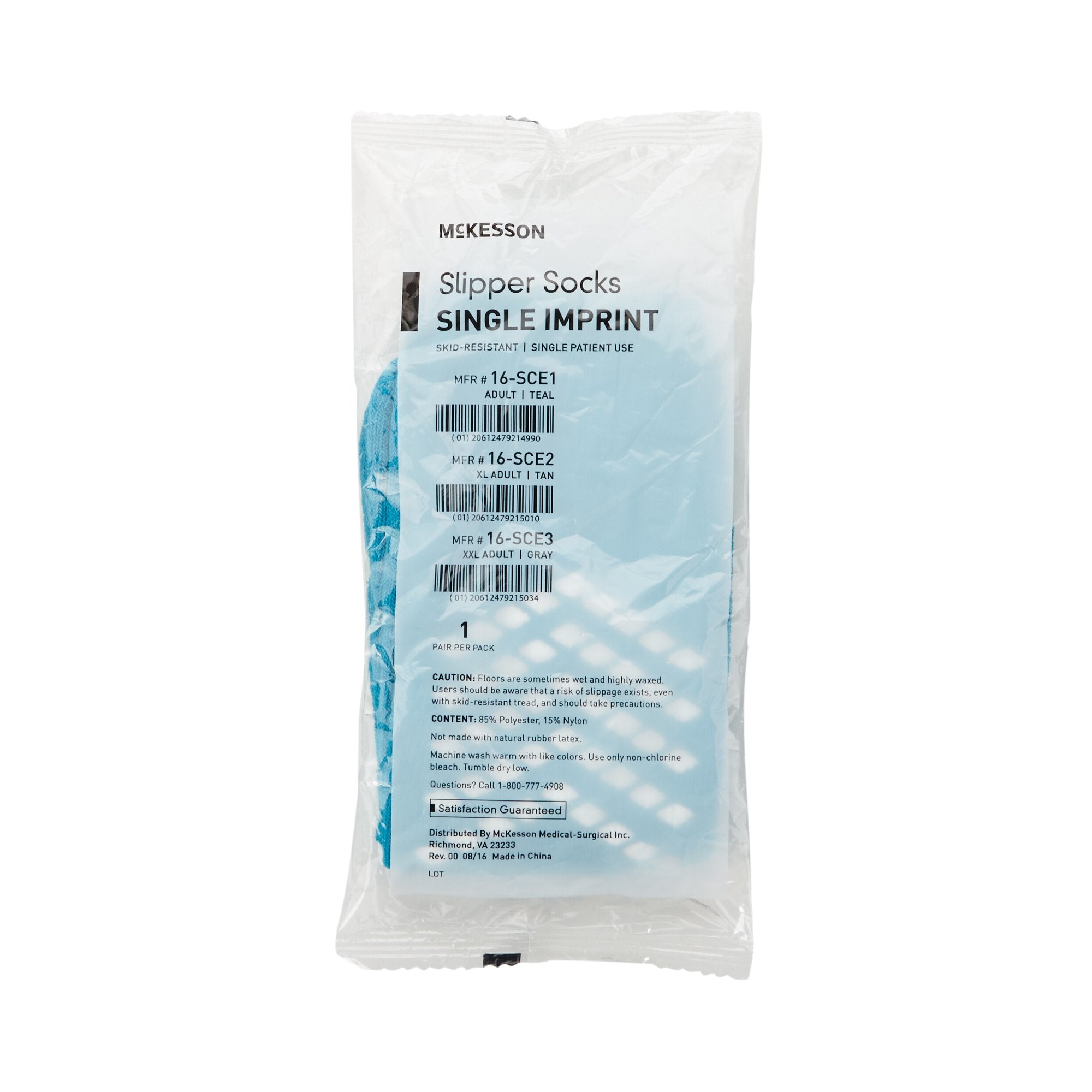 Slipper Socks McKesson Unisex Adult Large Single Tread Single Patient Use Teal - image 4