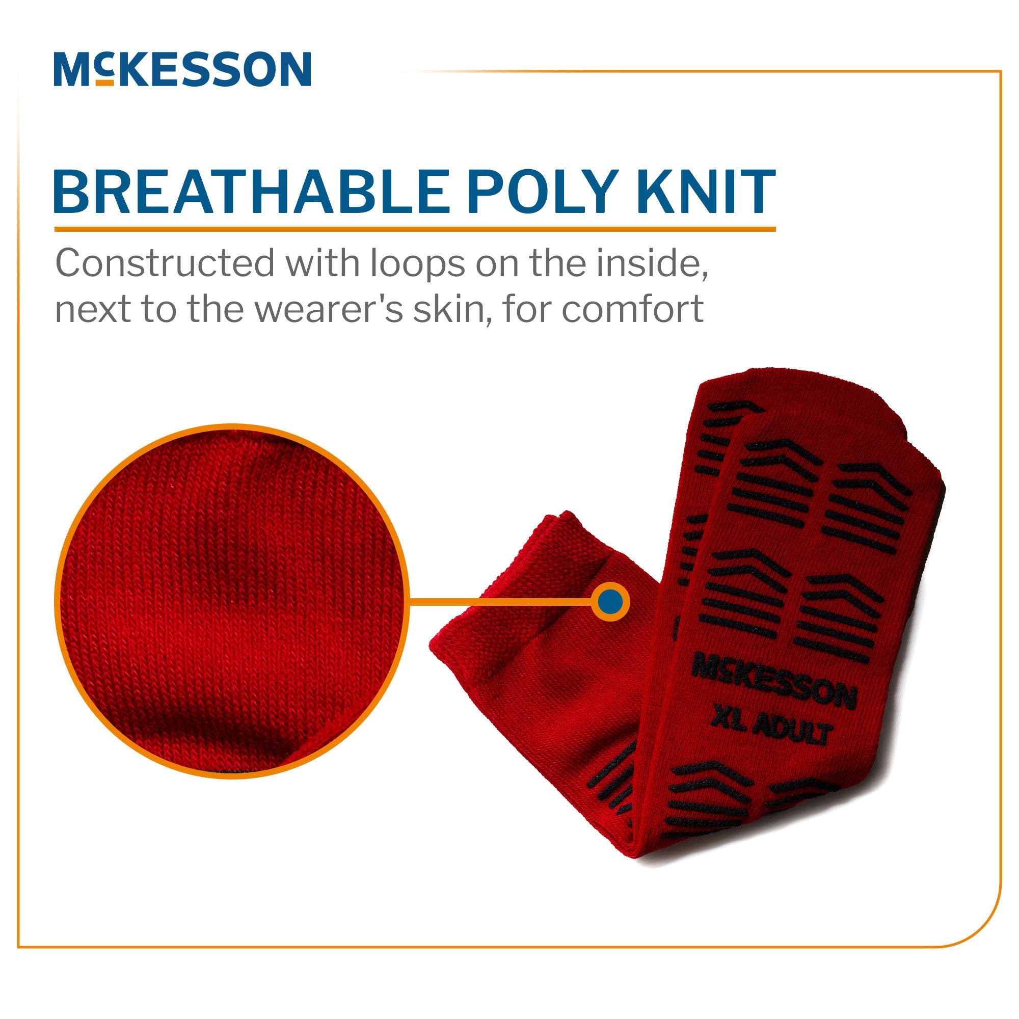 Slipper Socks McKesson Unisex Adult X-Large Double Tread Single Patient Use Red - image 2