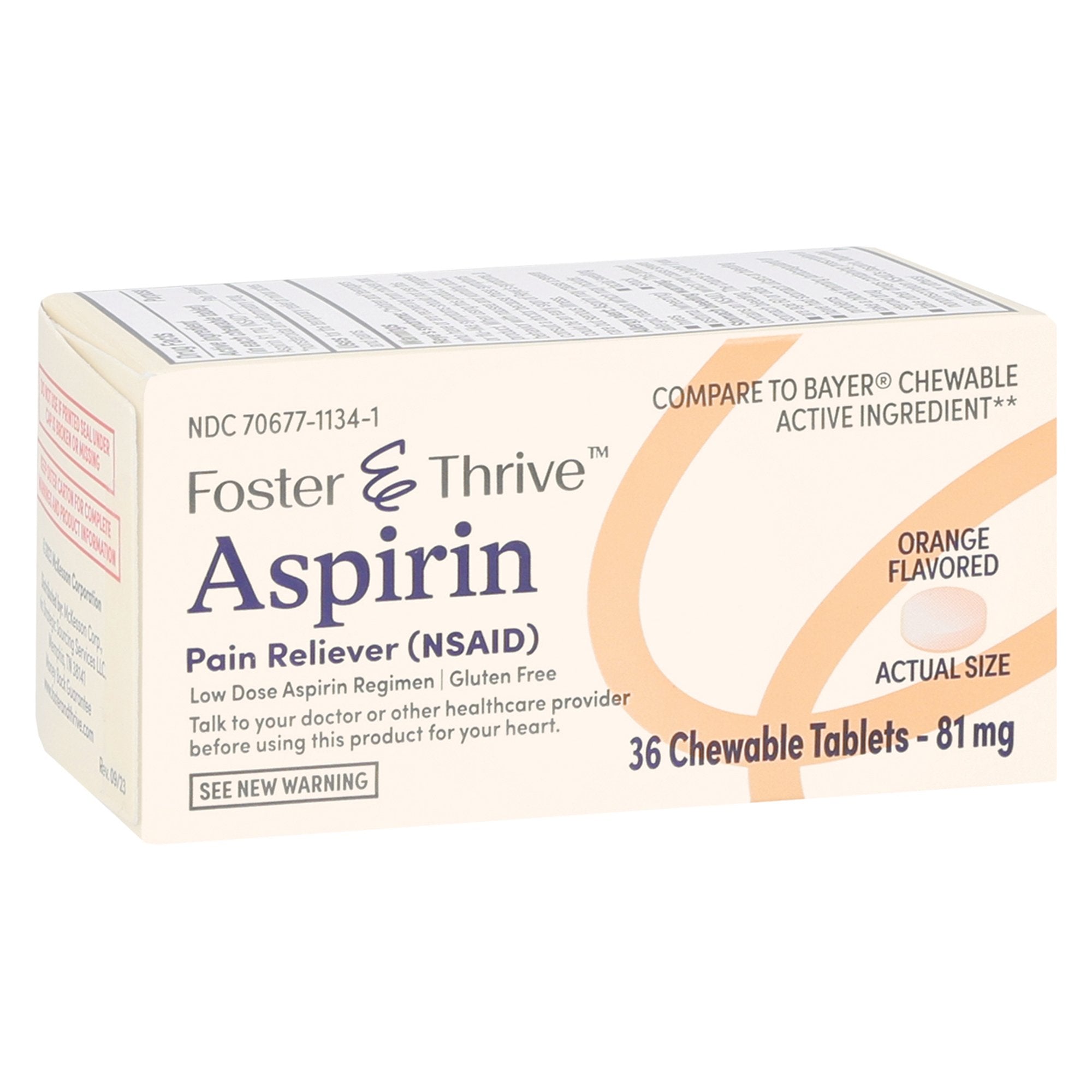 Foster & Thrive™ Aspirin 81 mg Chewable Tablets, Orange