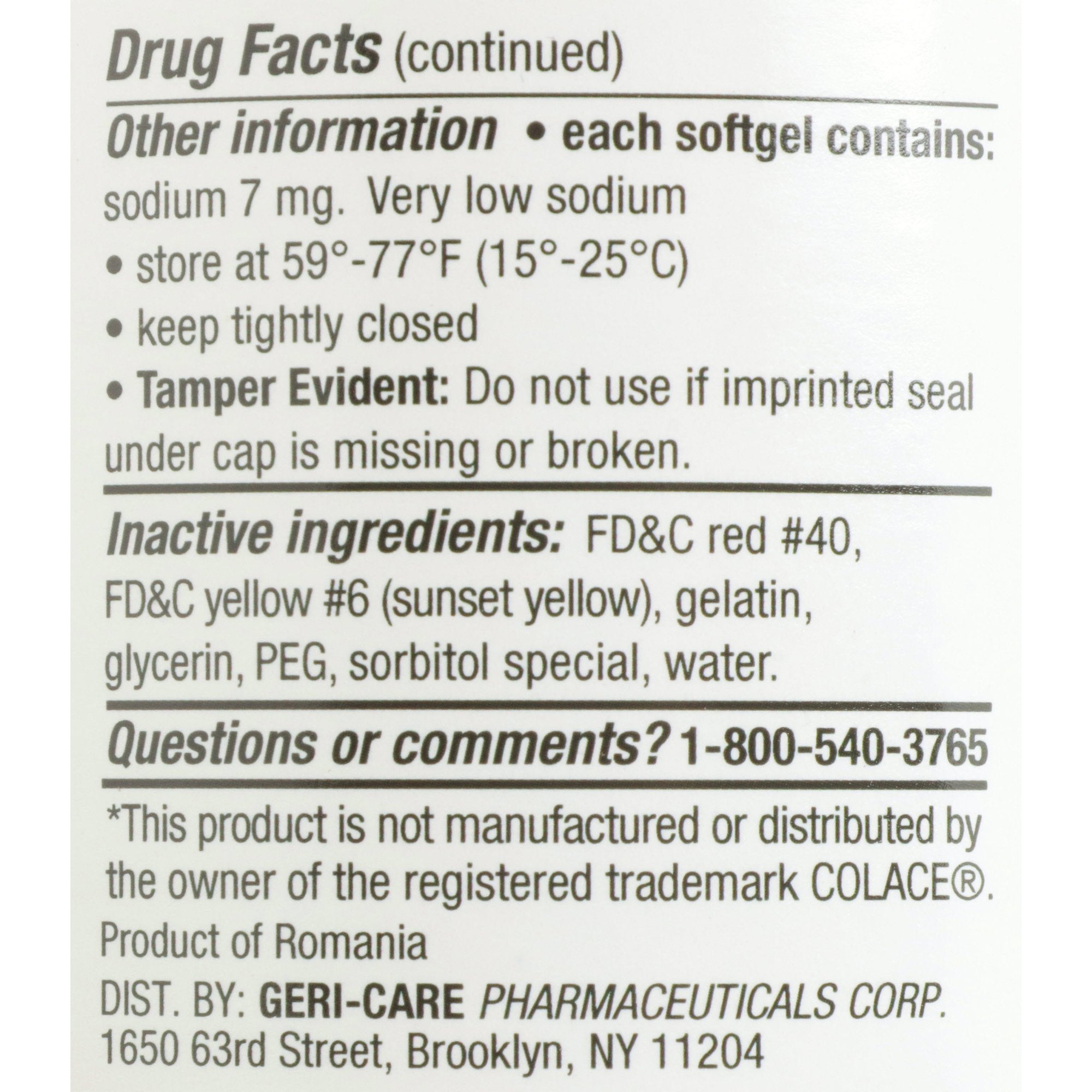 Stool Softener Geri-Care® Softgel 1,000 per Bottle 100 mg Strength Docusate Sodium - image 5
