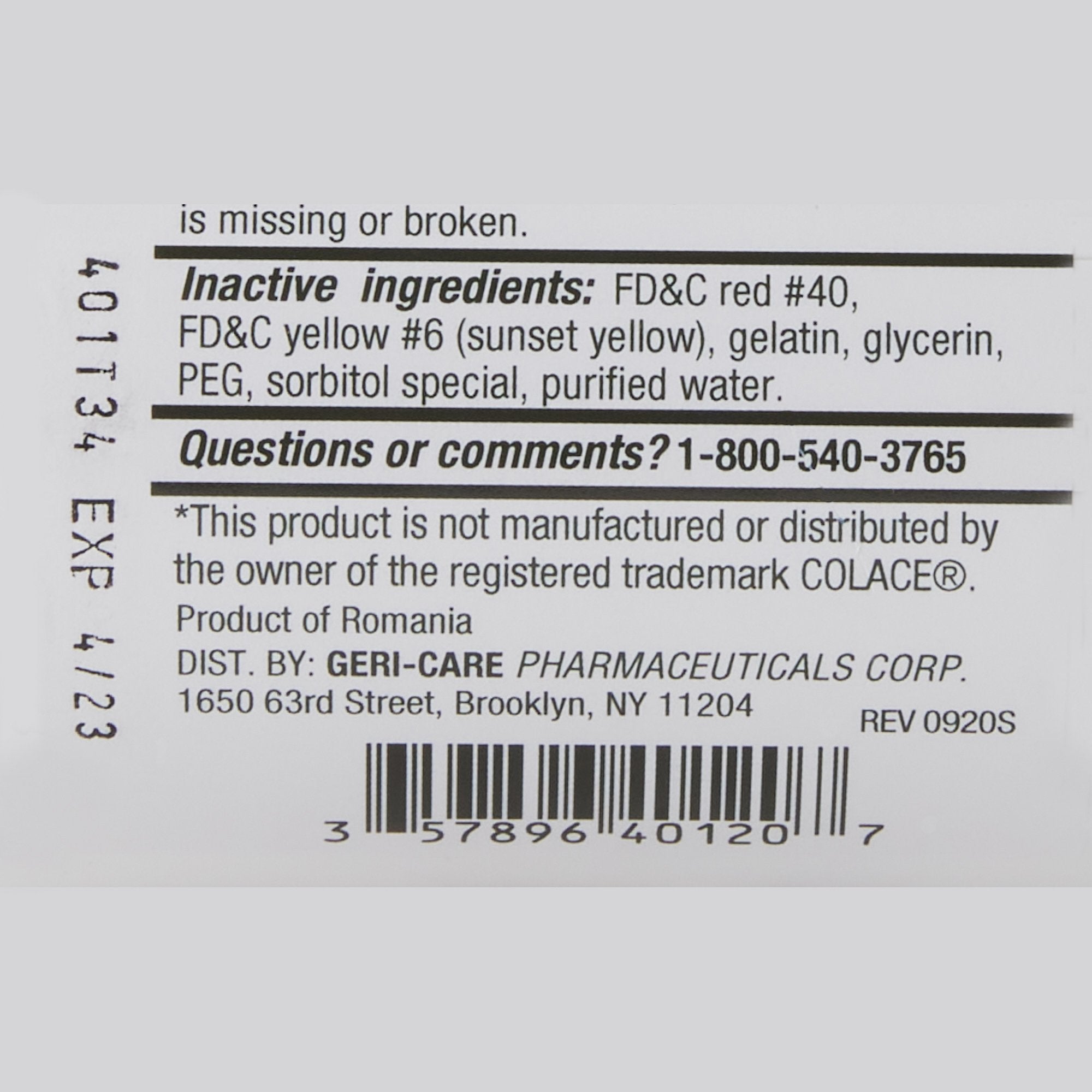 Stool Softener Geri-Care® Softgel 200 per Bottle 100 mg Strength Docusate Sodium - image 4