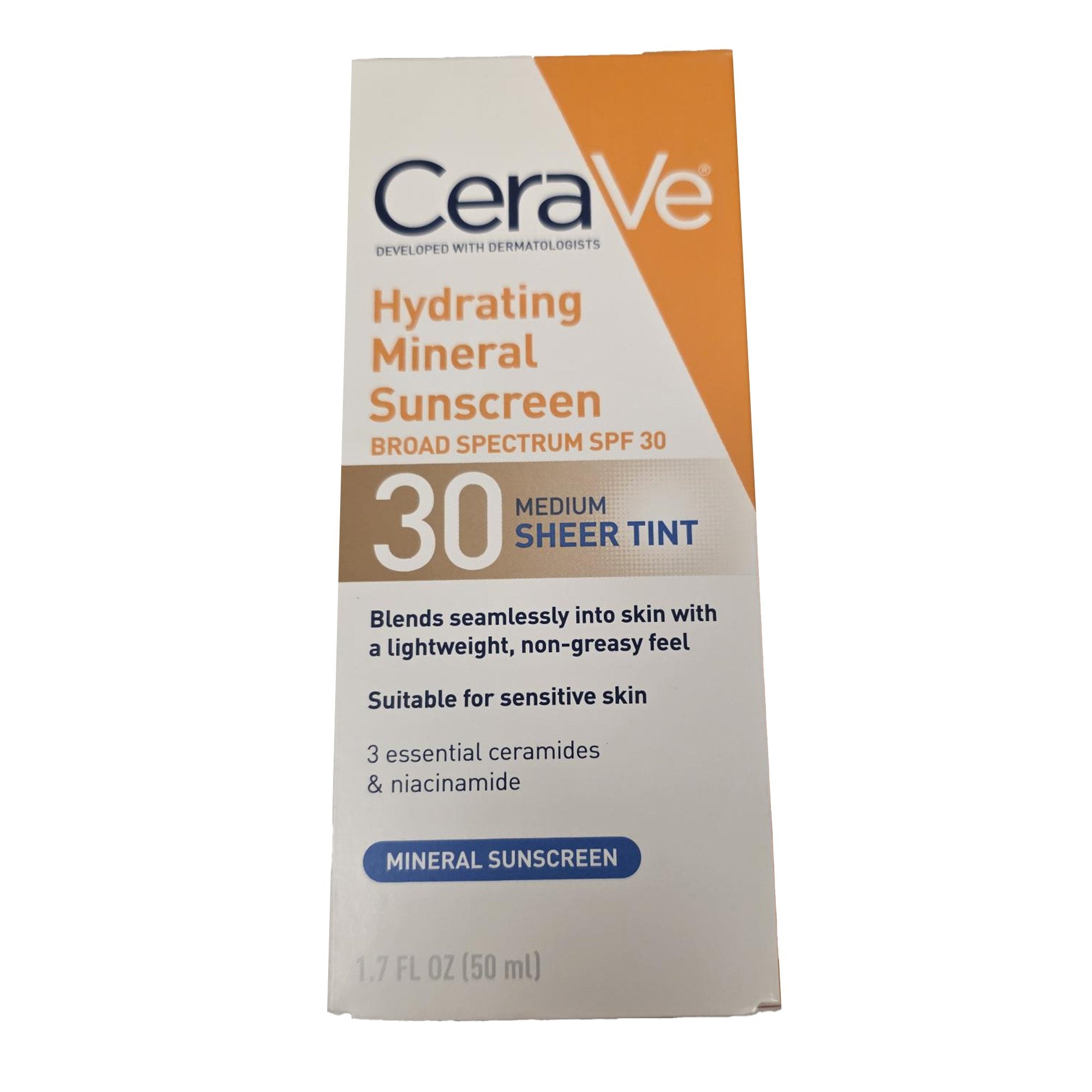 Sunscreen CeraVe® Hydrating Mineral Sunscreen Medium Sheer Tint SPF30 Lotion 1.7 oz. Tube - image 3