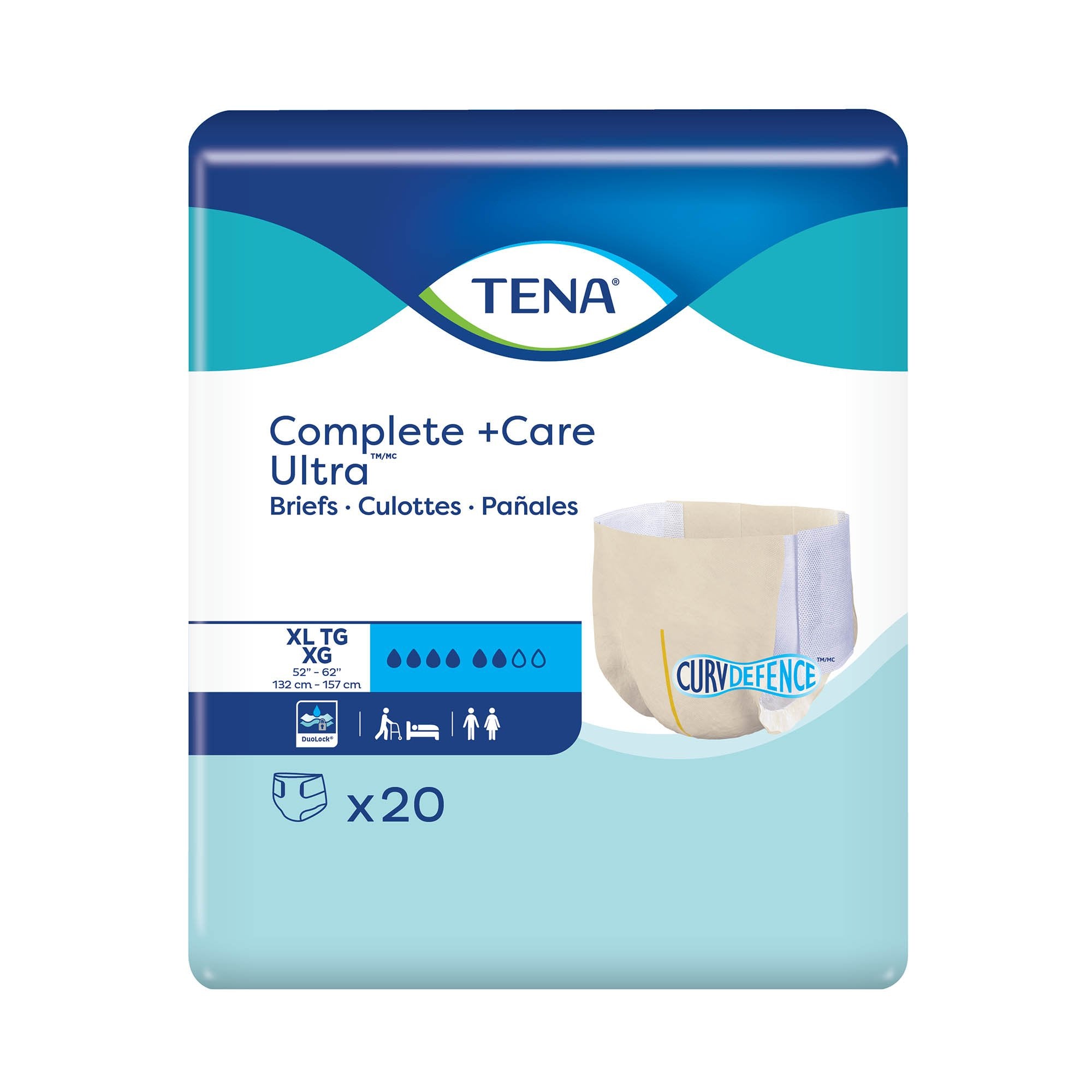 Incontinence Brief TENA Complete + Care Ultra™ Adult X-Large Unisex Disposable Moderate Absorbency