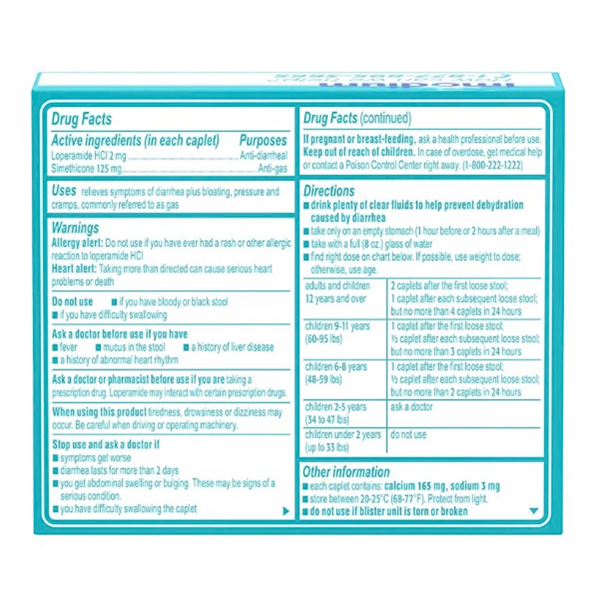 Anti-Diarrheal Imodium® Multi-Symptom 125 mg - 2 mg Strength Caplet 18 per Box - image 2