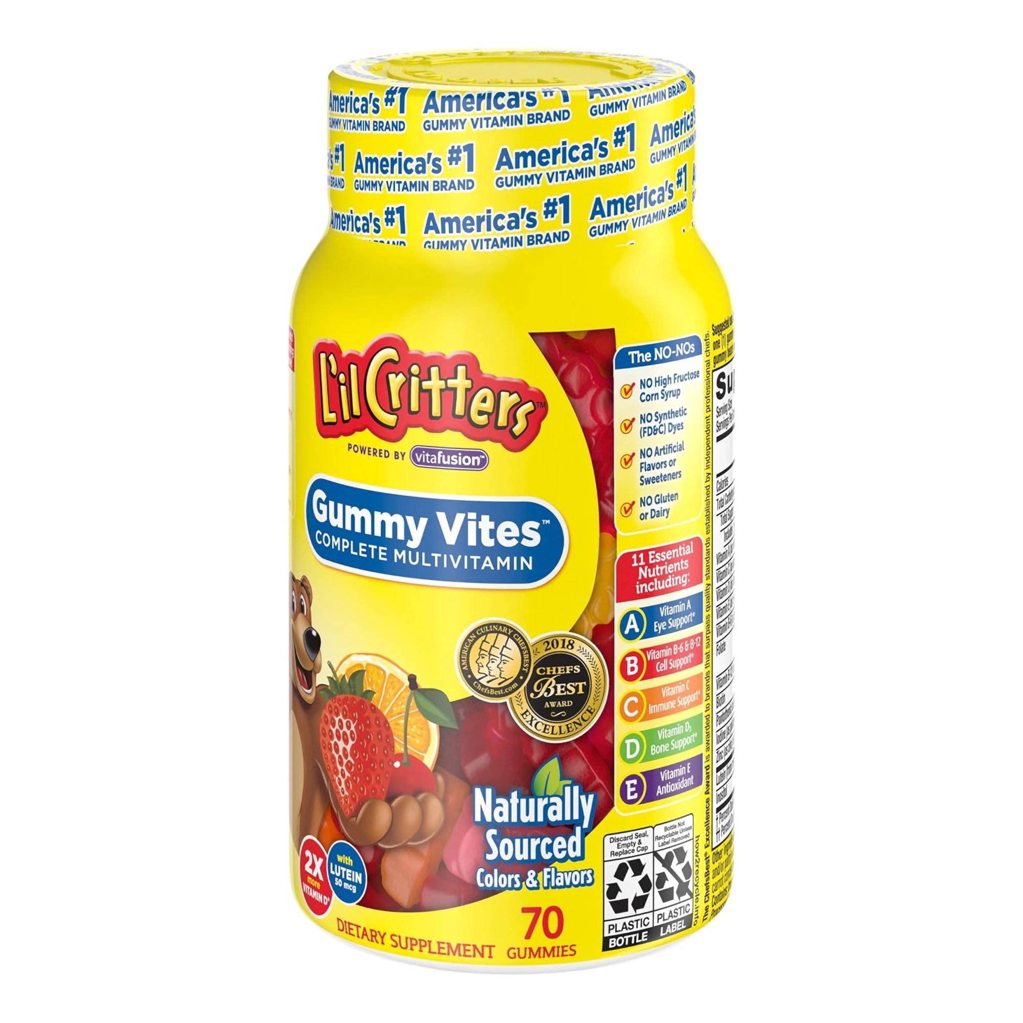 Multivitamin Supplement L'il Critters® Vitamin A / Ascorbic Acid / Vitamin D 2,100 IU - 400 IU - 20 mg Strength Gummy 70 per Bottle Assorted Fruit Flavor - image 3