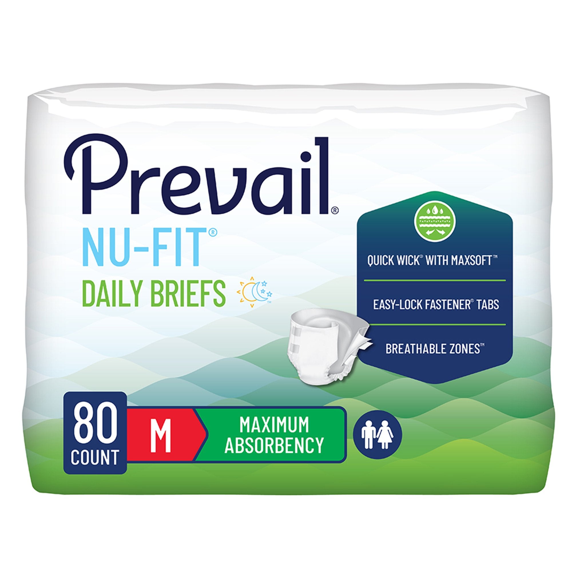 Incontinence Brief Prevail® Nu-Fit® Adult Medium Unisex Disposable Heavy Absorbency - image 2
