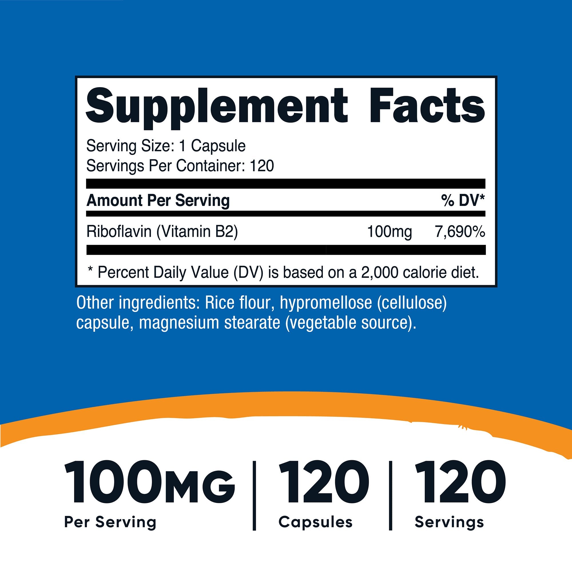 Dietary Supplement nutricost® Vitamin B2 Riboflavin Vitamin B2 100 mg Strength Capsule 120 Per Bottle - image 5