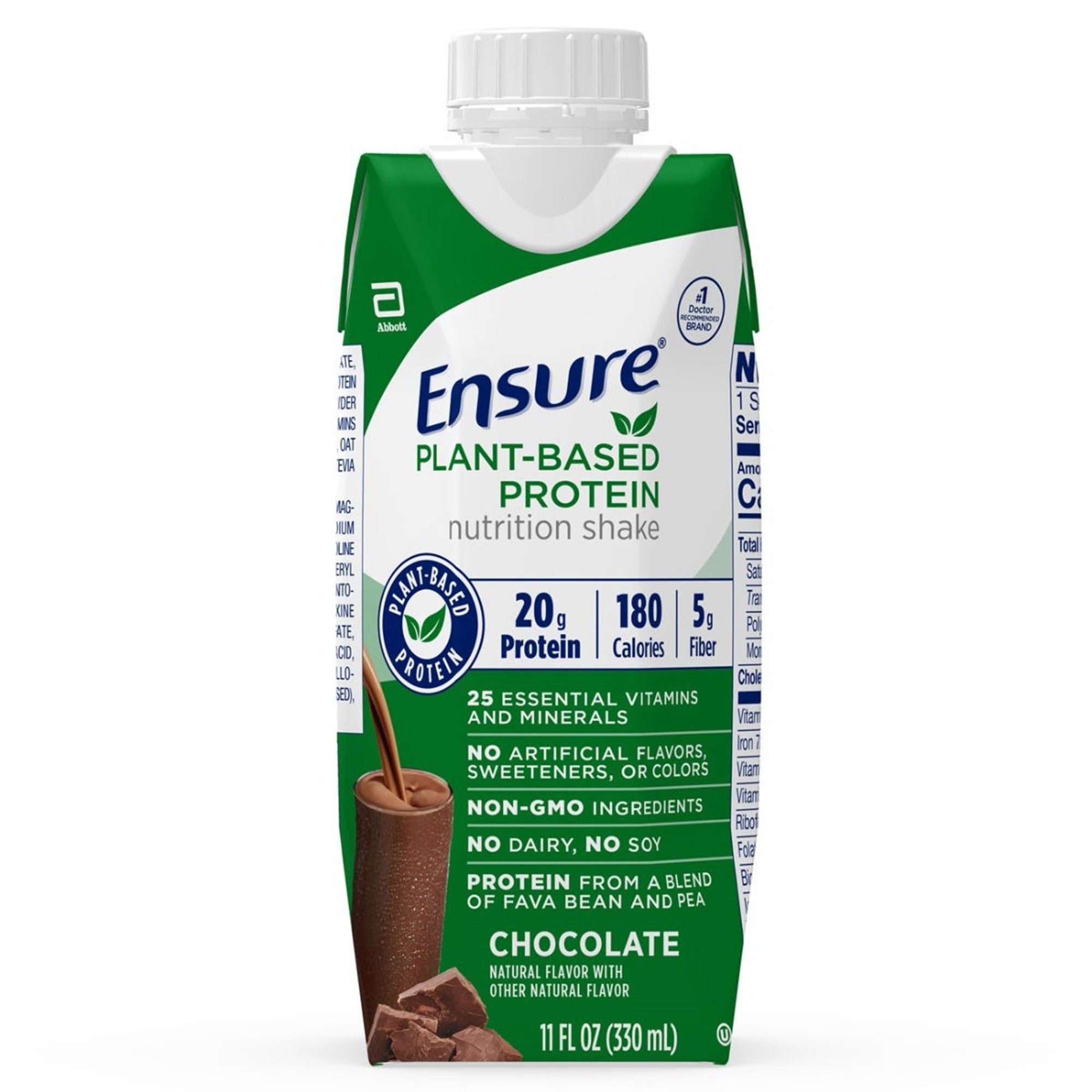Oral Supplement Ensure® Plant Based Protein Nutrition Shake Chocolate Flavor Liquid 11 oz. Carton - image 2