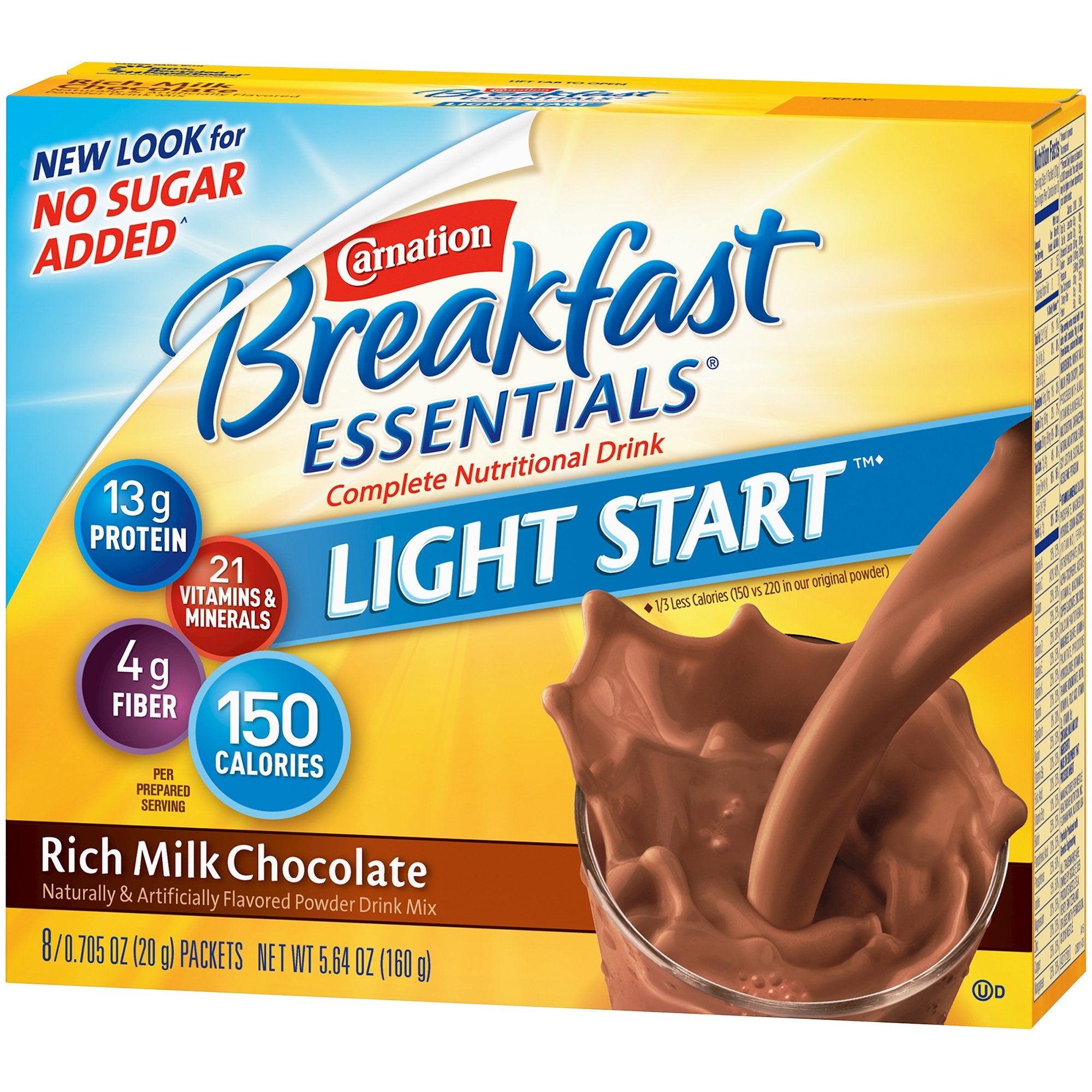 Oral Supplement Carnation Breakfast Essentials® Light Start™ Rich Milk Chocolate Flavor Powder 0.705 oz. Individual Packet - image 7