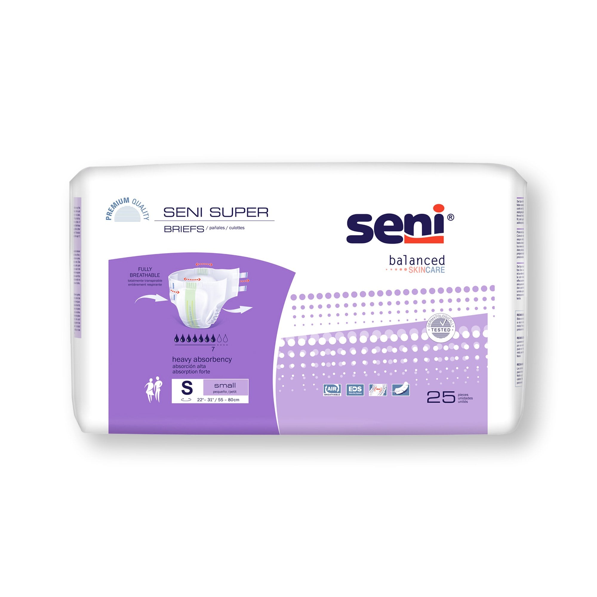 Incontinence Brief Seni® Super Adult Small Unisex Disposable Heavy Absorbency