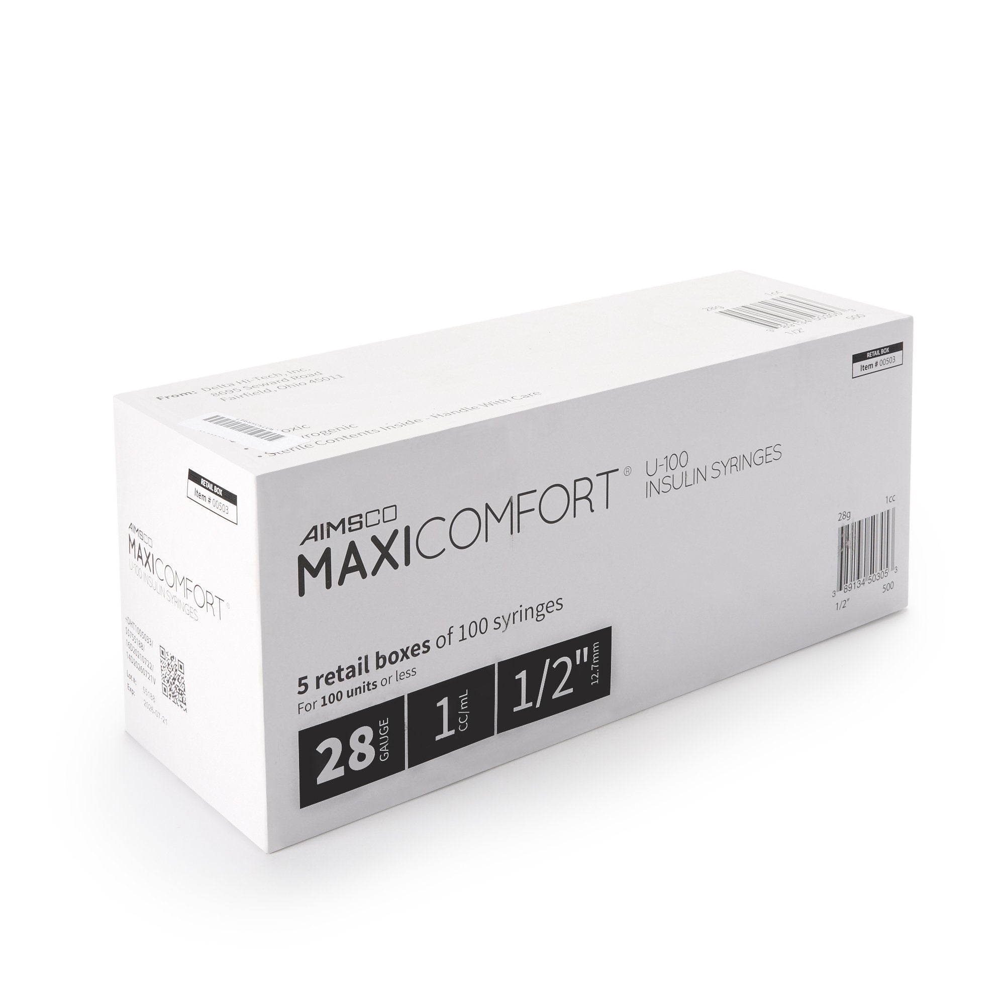 Standard Insulin Syringe with Needle AIMSCO® 1 mL 1/2 Inch 28 Gauge NonSafety Ultra Thin Wall - image 6