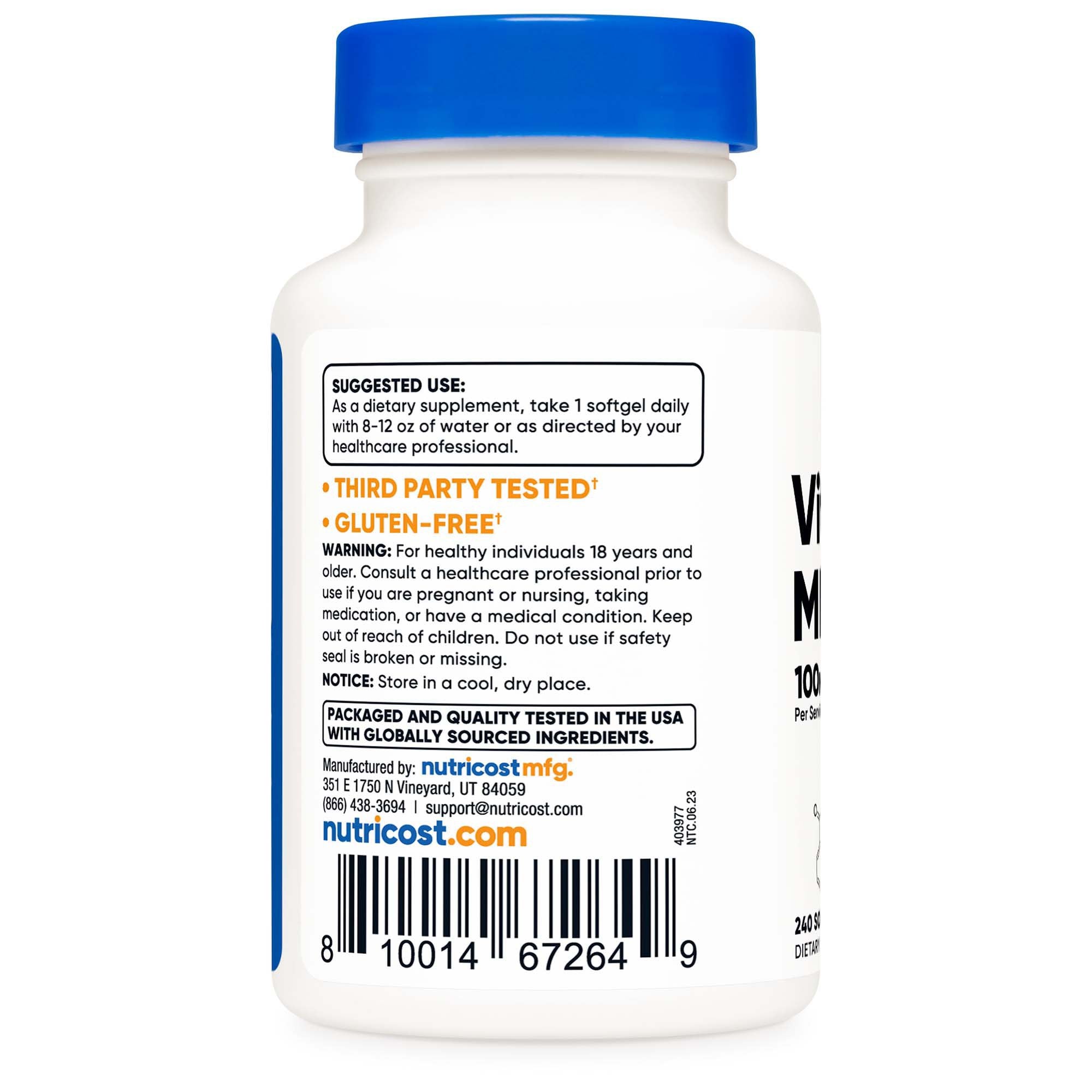 Dietary Supplement nutricost® Vitamin K2 MK-7 100 mcg Strength Softgel 240 Per Bottle - image 4