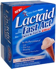 Dietary Supplement Lactaid® Fast Act Lactase Enzyme 9,000 FCC Units Strength Tablet 60 per Bottle Vanilla Flavor