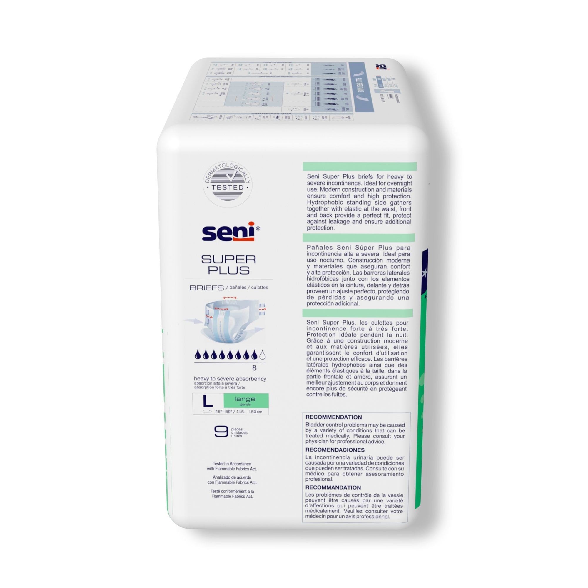 Incontinence Brief Seni® Super Plus Adult Large Unisex Disposable Heavy Absorbency - image 9
