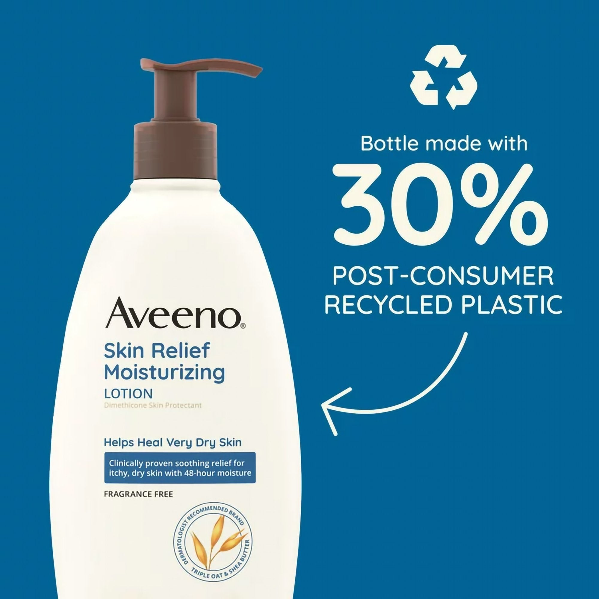 Hand and Body Moisturizer Aveeno® Skin Relief 12 oz. Pump Bottle Unscented Lotion - image 6