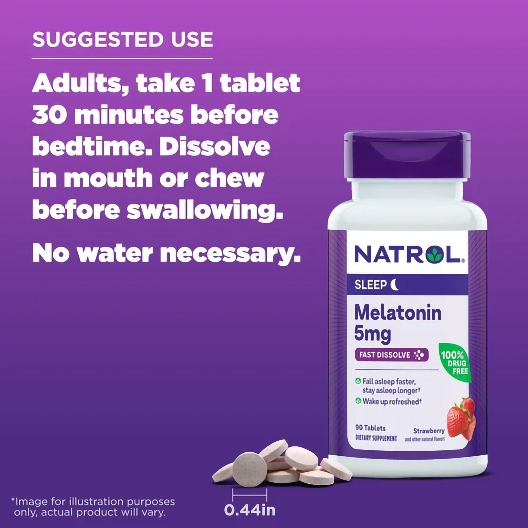 Natural Sleep Aid 90 per Bottle Tablet 5 mg Strength - image 4