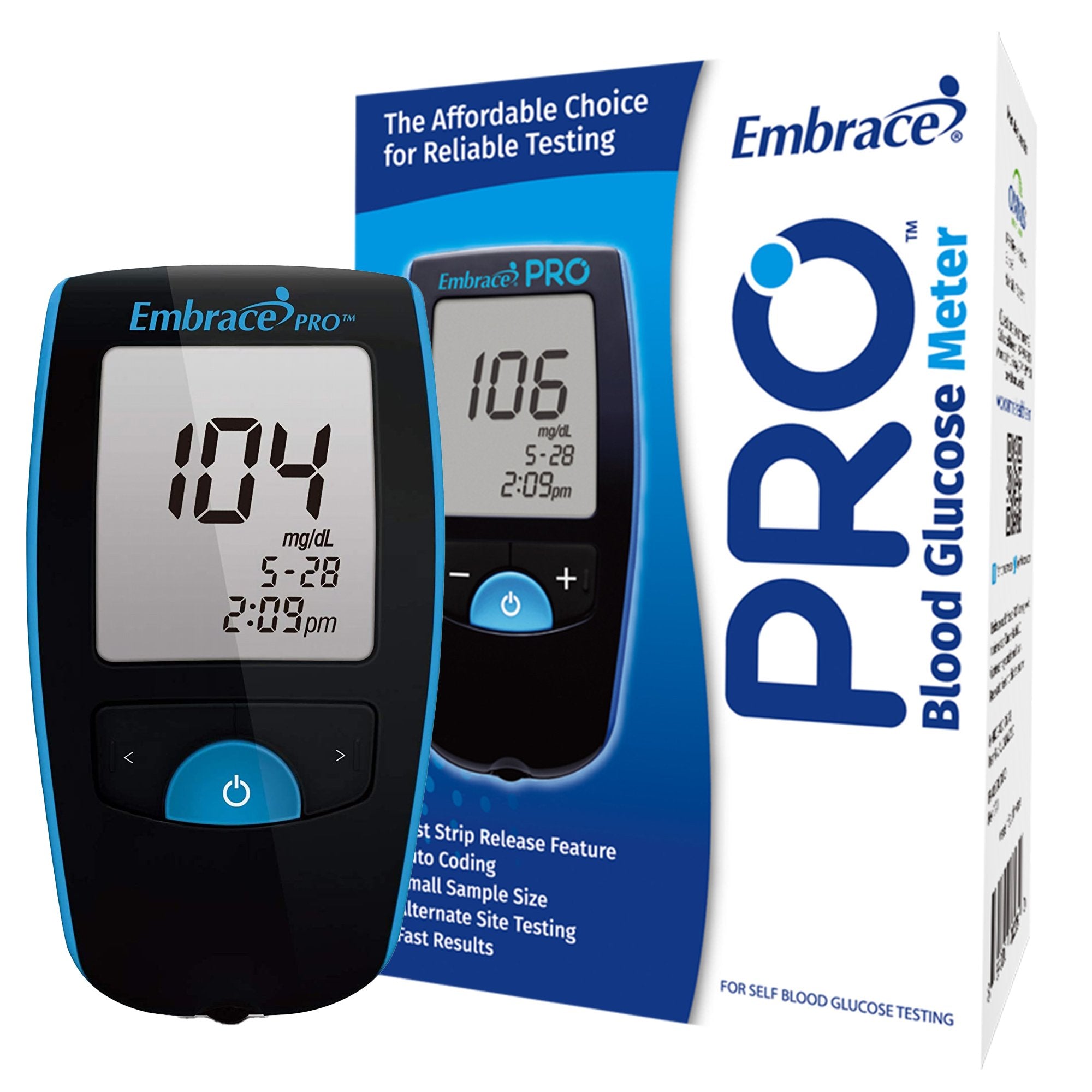 Blood Glucose Meter Embrace® 5 Second Results Stores up to 500 Results No Coding Required