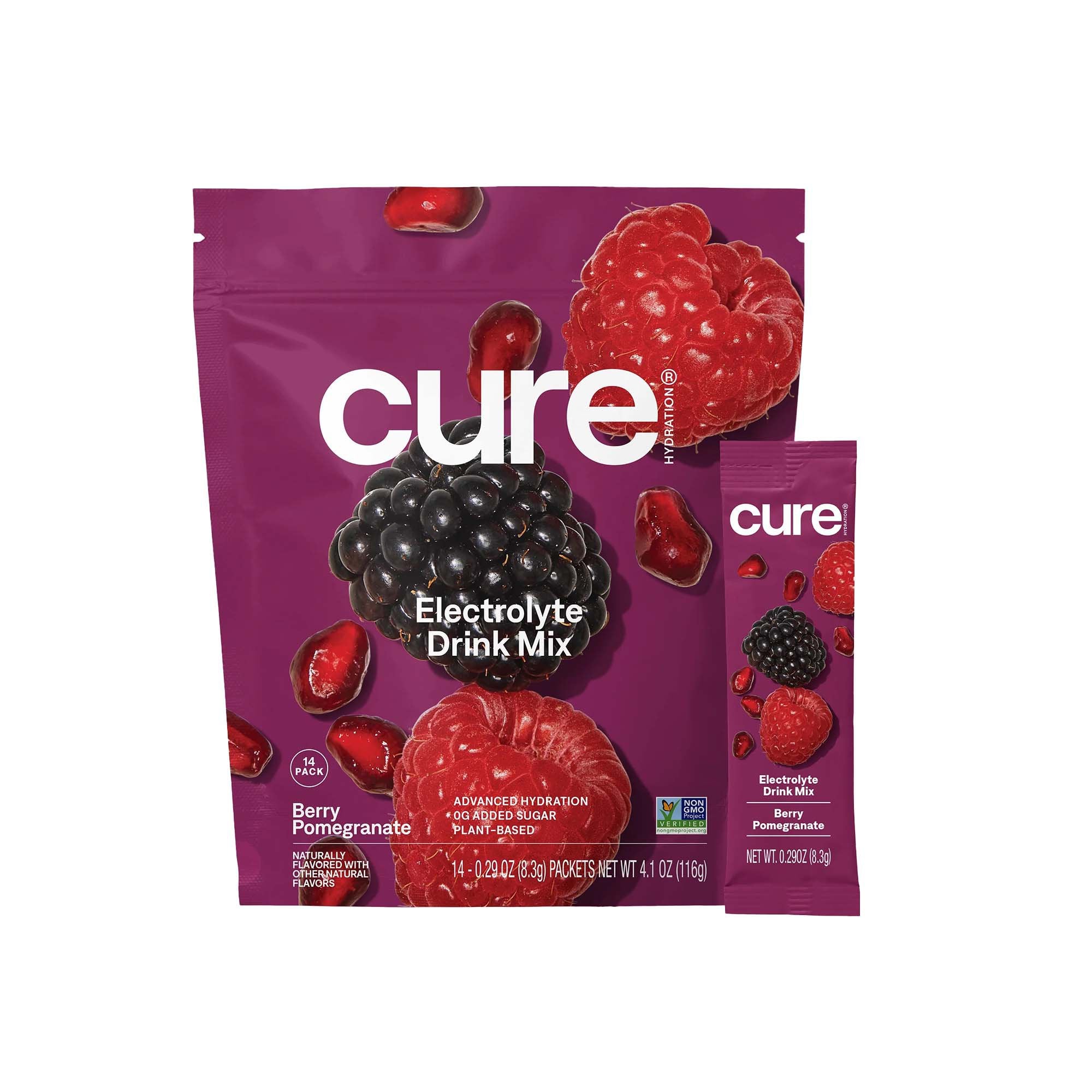 Cure Electrolyte Drink Mix made with Coconut Water, Berry, 7.7-gram Packets