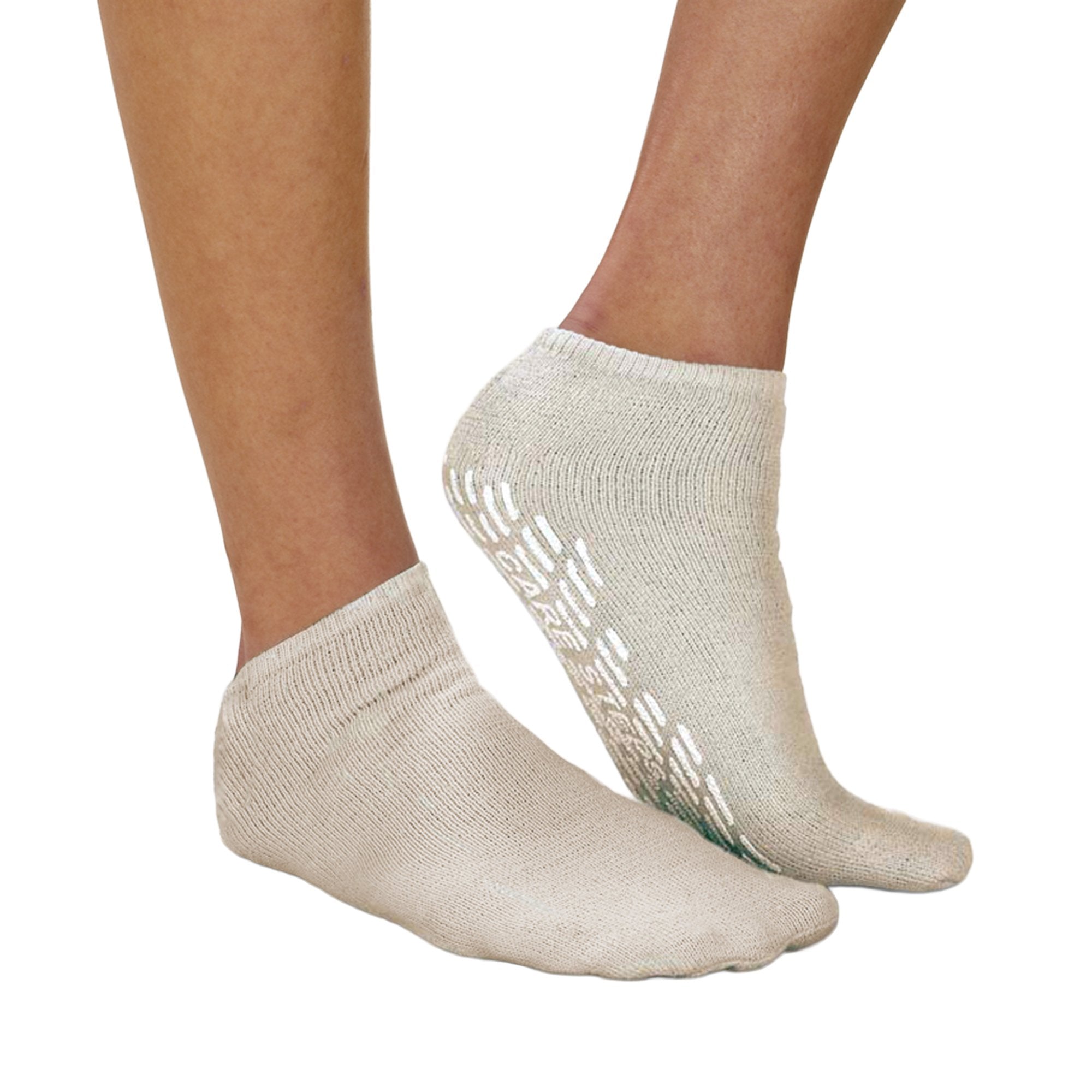 Slipper Socks Care-Steps® Unisex Adult Large Single Tread Single Patient Use Beige