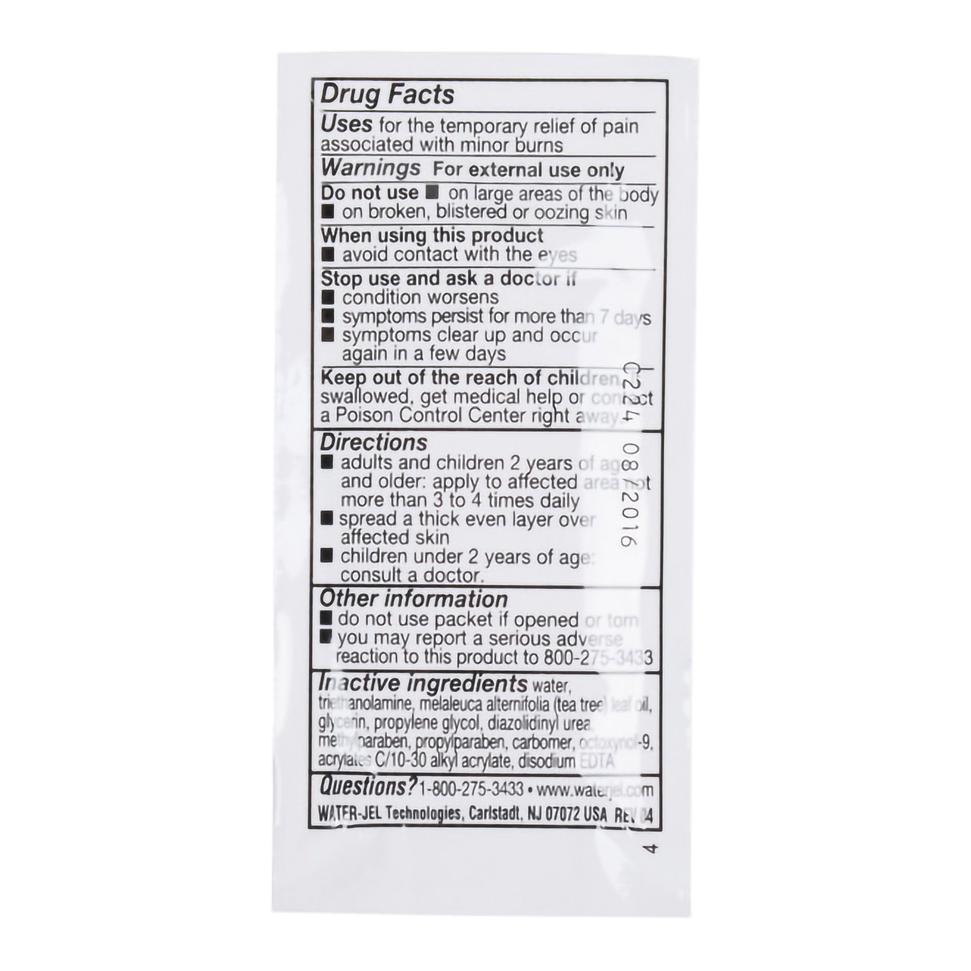 Burn Relief Lidocaine Water Jel® Burn Jel® Topical Gel 3.5 Gram Individual Packet - image 5
