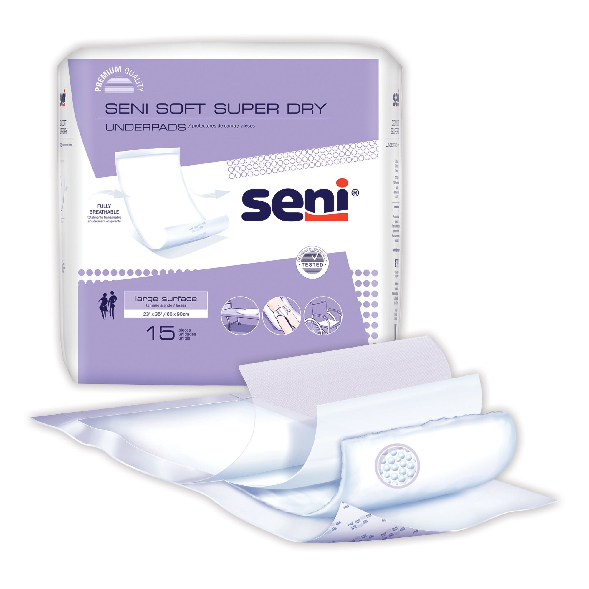 Disposable Underpad Seni® Soft Super Dry 23 X 35 Inch Cellulose Pulp Light Absorbency - image 6
