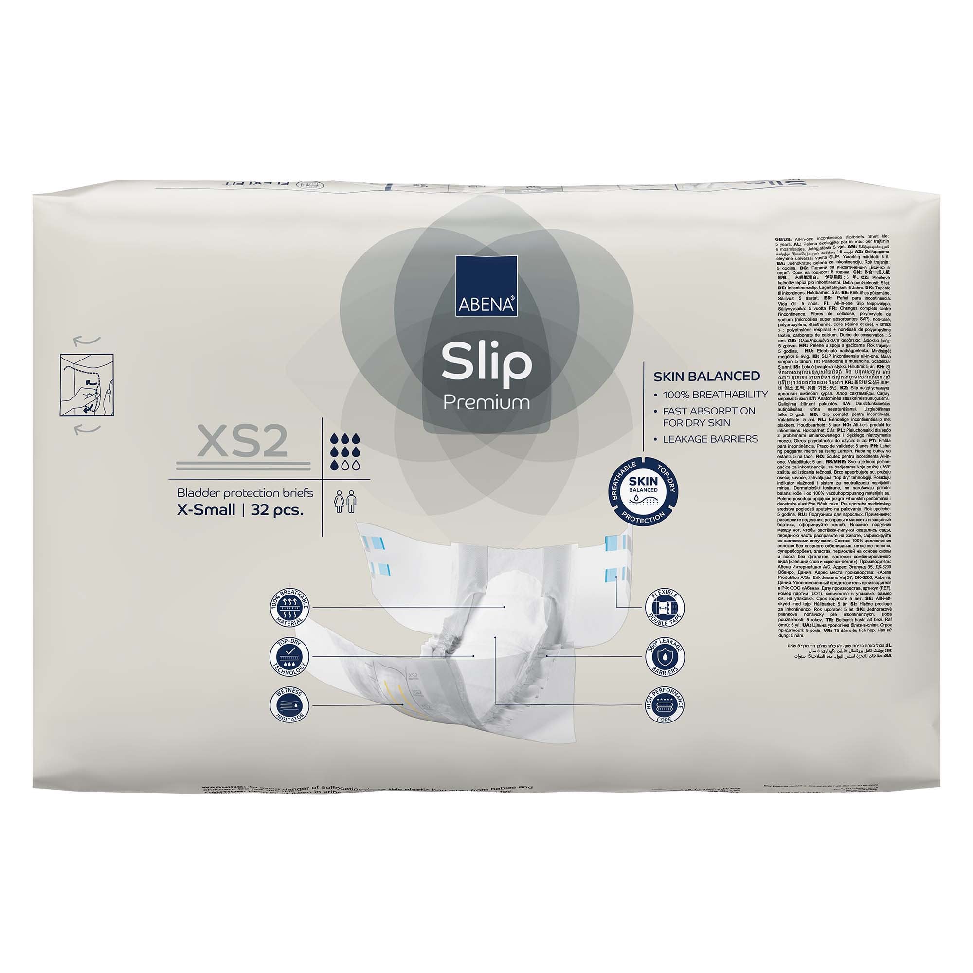 Incontinence Brief Abena® Slip Premium XS2 Adult X-Small Unisex Disposable Heavy Absorbency - image 5