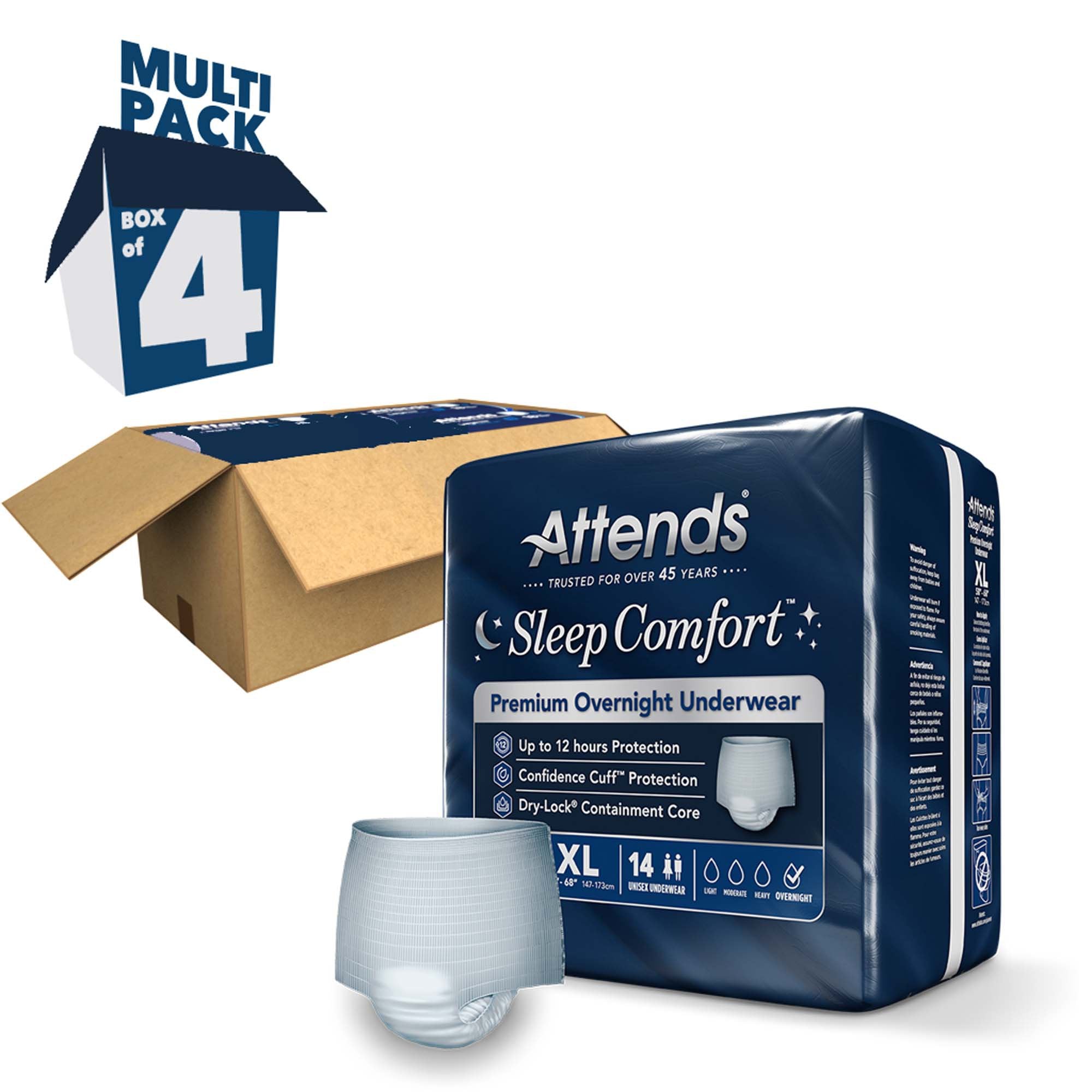 Absorbent Underwear Attends Sleep Comfort Premium Overnight Pull On with Tear Away Seams Adult X-Large Unisex Disposable Heavy Absorbency - image 10
