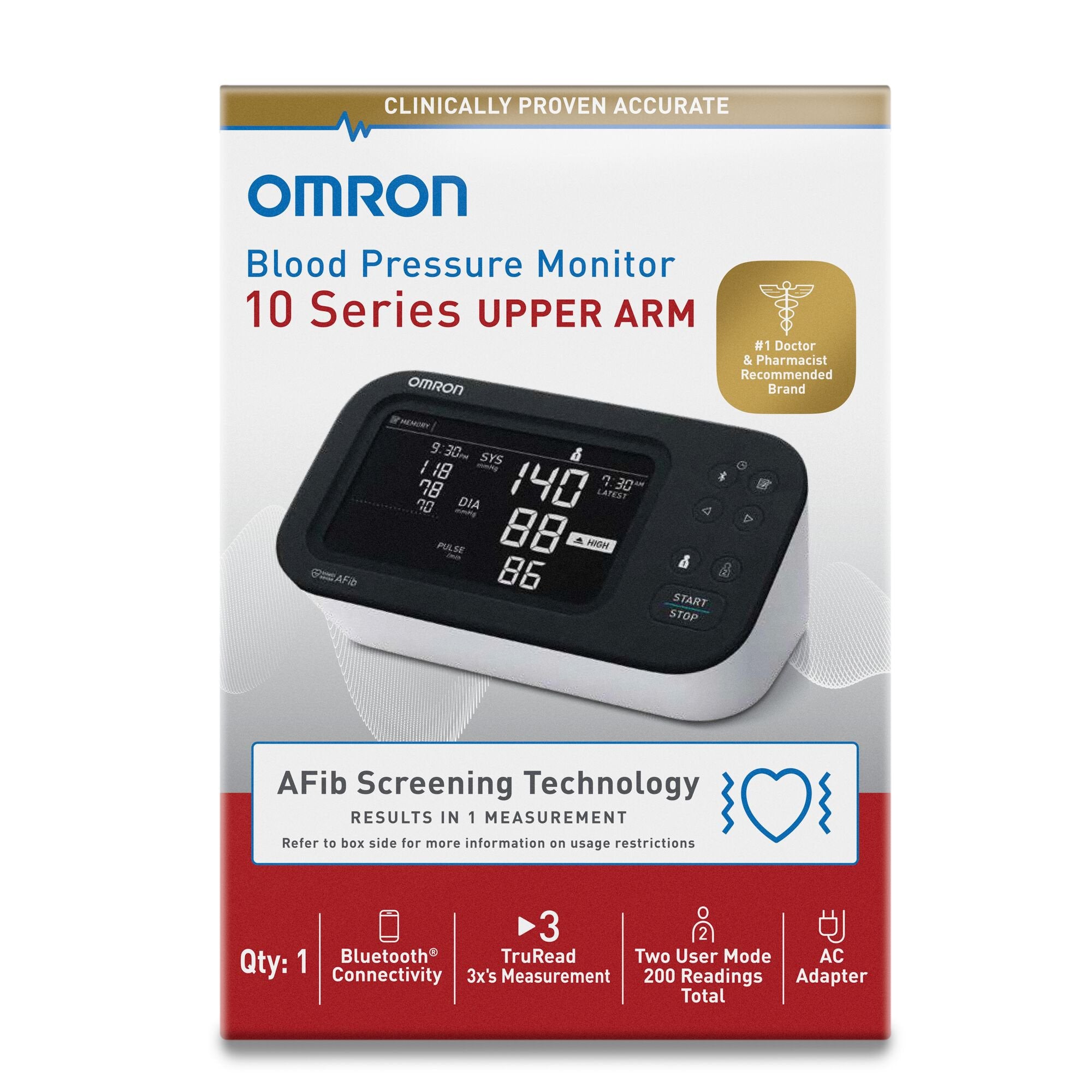 Digital Blood Pressure Monitor Omron 10 Series® Adult Cuff Nylon Cuff 9 to 17 Inch Desk Model - image 4