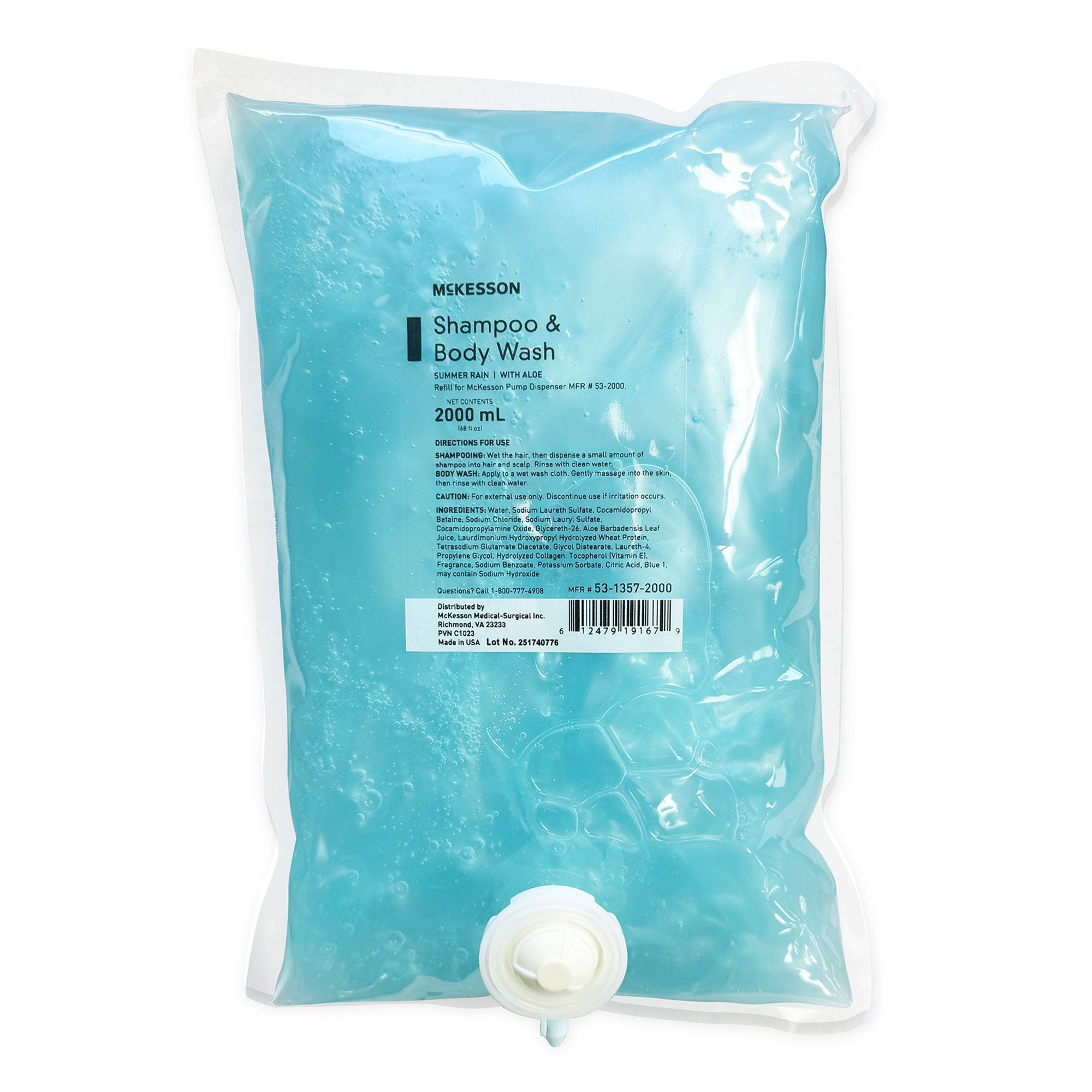 McKesson Shampoo and Body Wash Dispenser Refill Bag 2000 mL, Summer Rain