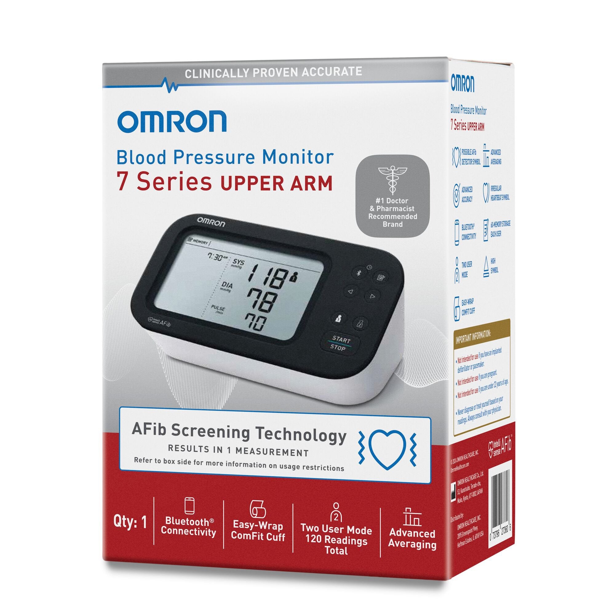 Digital Blood Pressure Monitor Omron 7 Series® Adult Cuff Nylon Cuff 9 to 17 Inch Desk Model - image 3