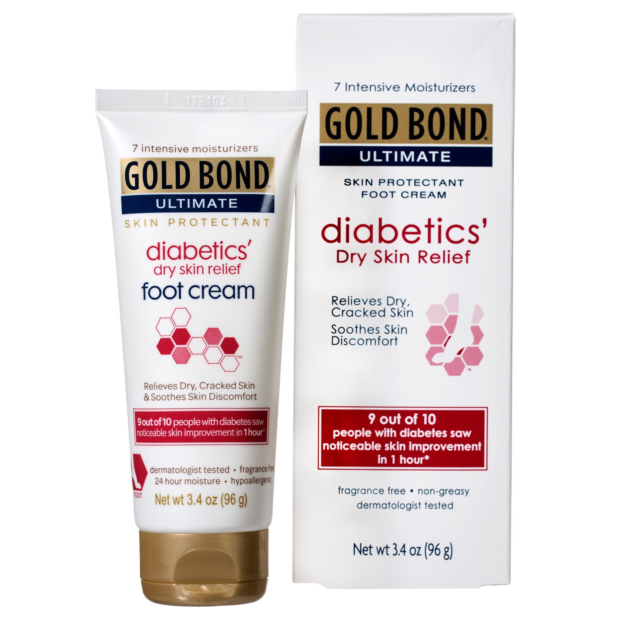 Foot Moisturizer Gold Bond® Medicated Diabetics' 3.4 oz. Tube Unscented Cream