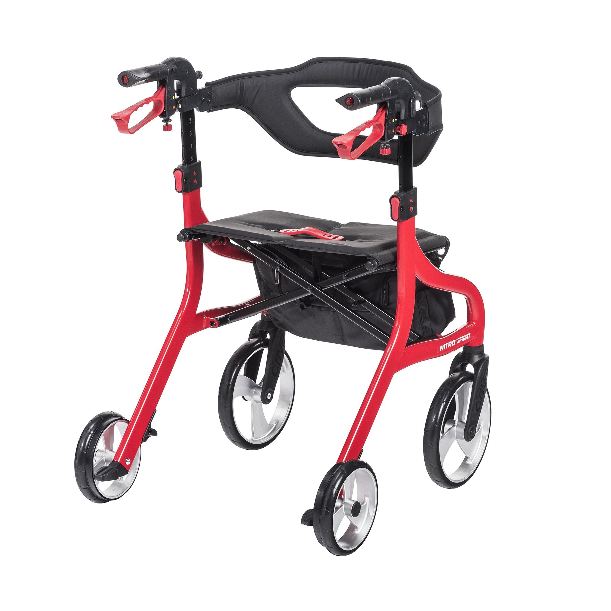 4 Wheel Rollator drive™ Nitro Sprint Red Folding Aluminum Frame - image 3