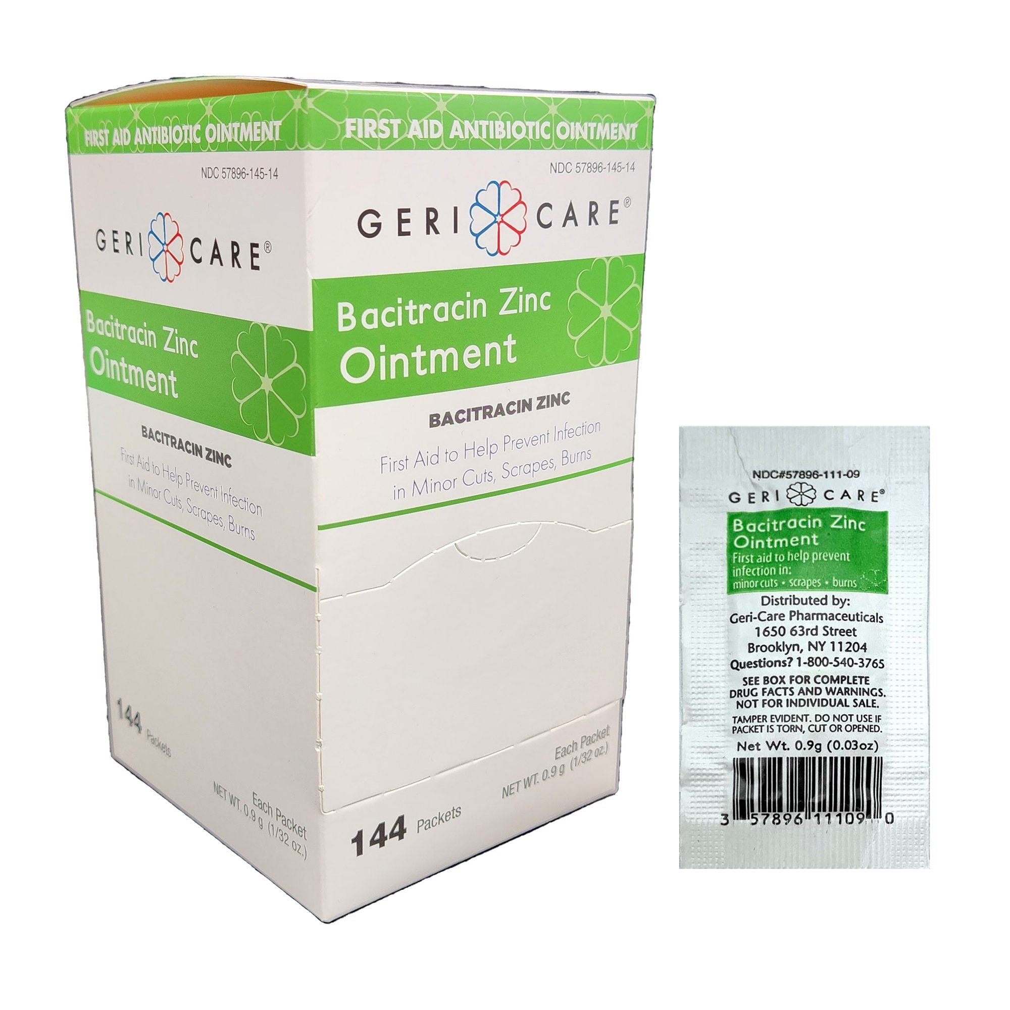 First Aid Antibiotic Bacitracin Zinc Geri-Care® Ointment 0.9 Gram Individual Packet
