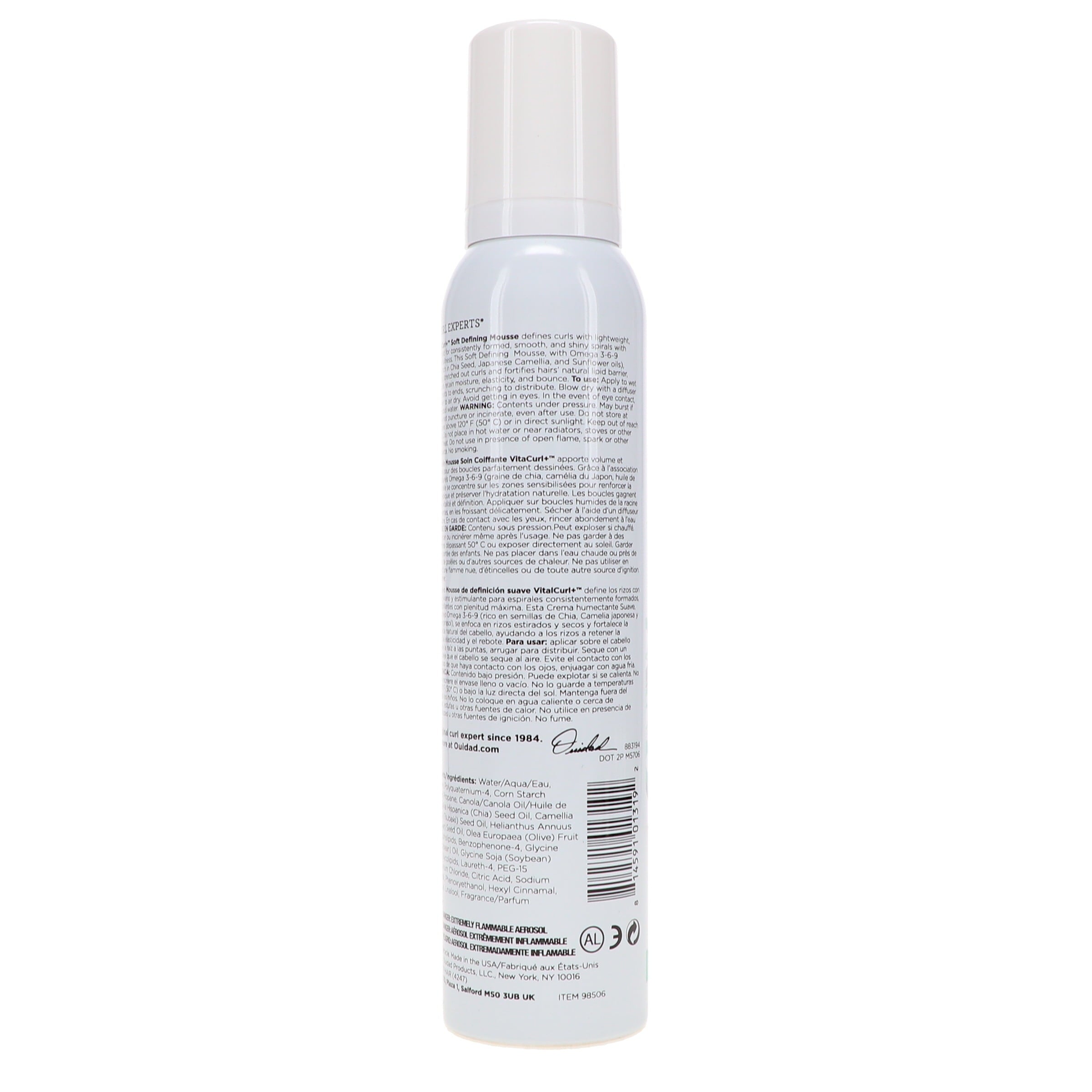 Ouidad Vitalcurl+ Curl Defining Mousse, Lightweight Hair Foam, Air-Dry Styler, 5.7 Oz