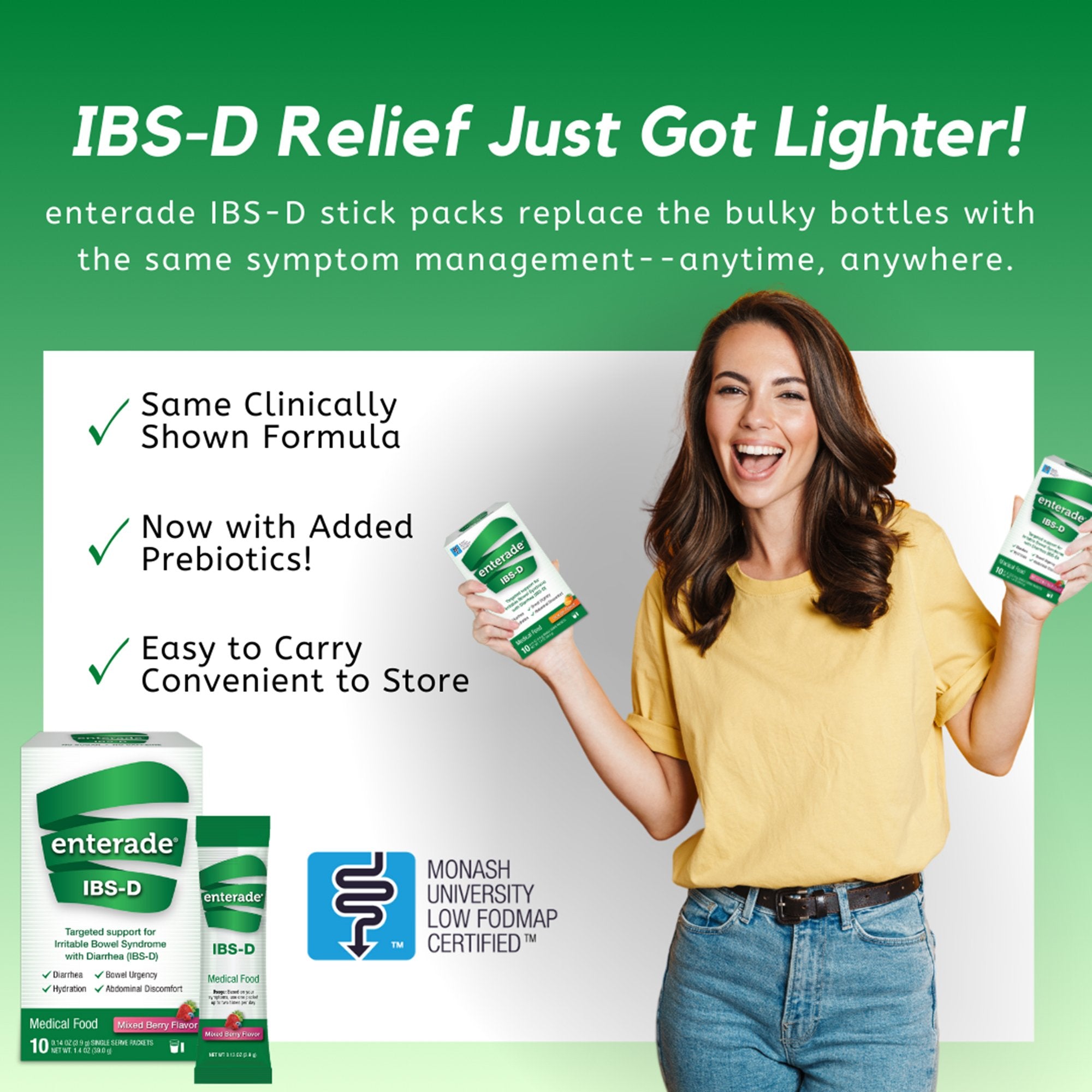 Oral Supplement enterade® IBS-D Mixed Berry Flavor Powder 0.14 oz. Individual Packet - image 6