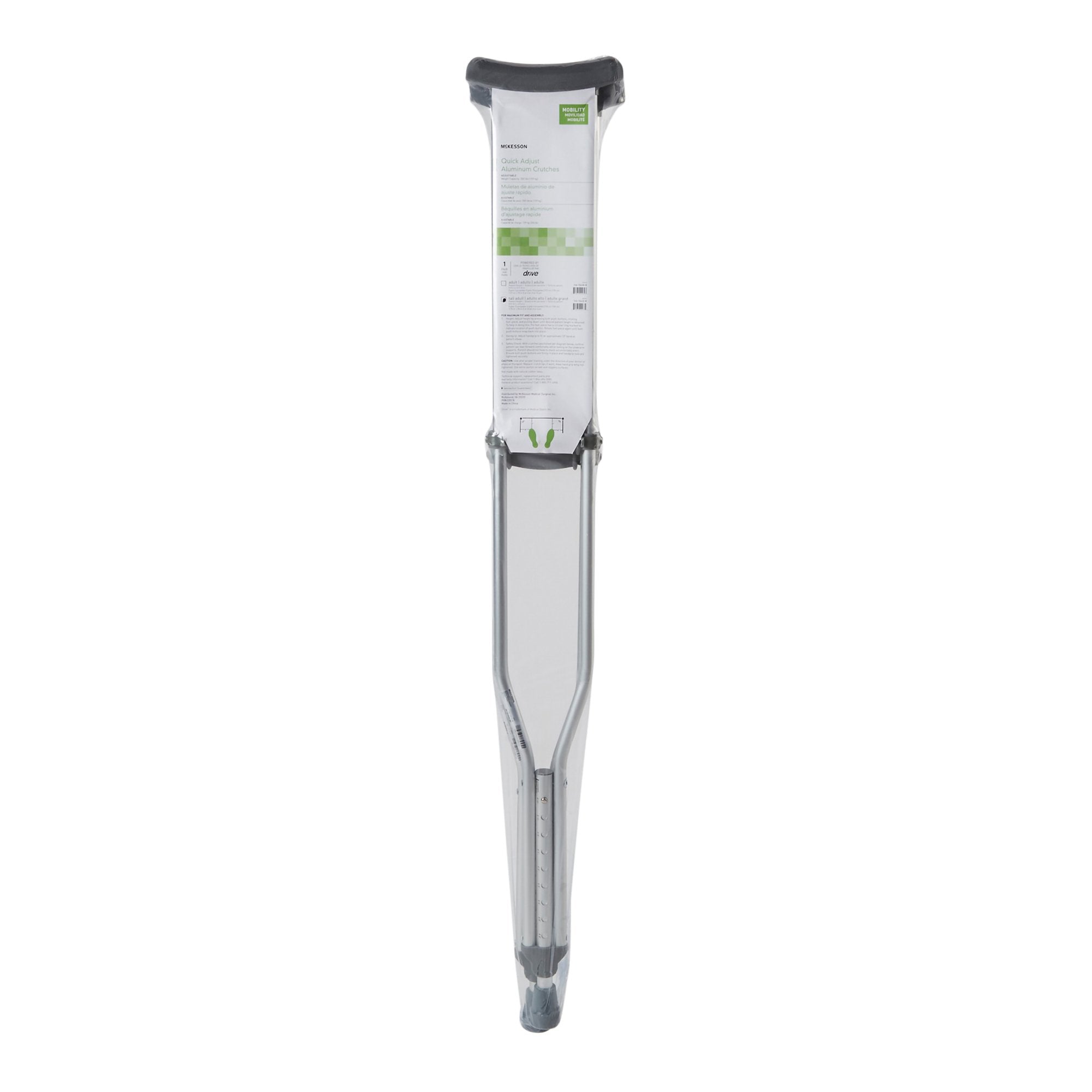 Underarm Crutches McKesson Tall Adult 5 Foot 10 Inch to 6 Foot 6 Inch User Height Aluminum Frame 350 lbs. Weight Capacity - image 2