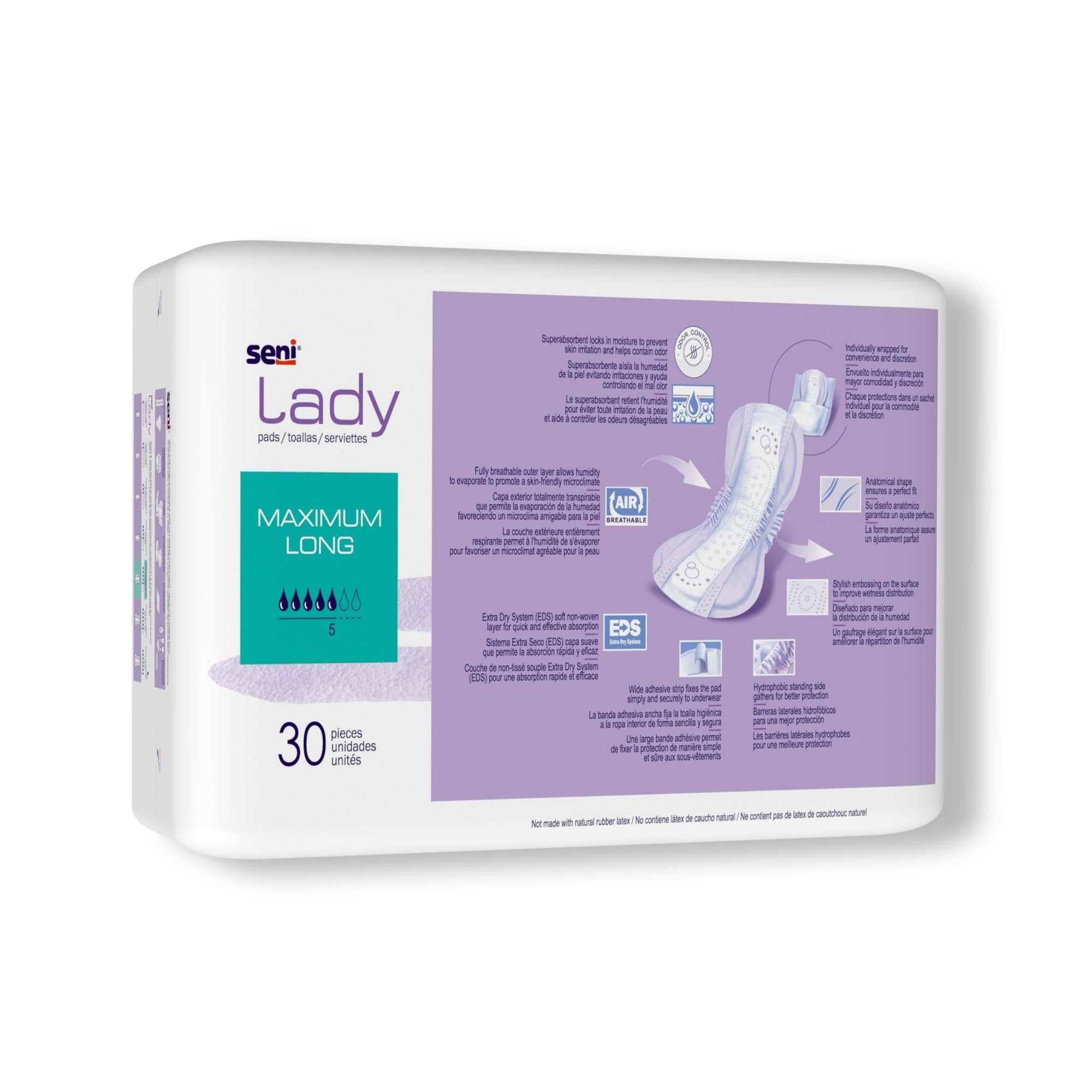 Bladder Control Pad Seni® Lady Maximum 11 Inch Length Moderate Absorbency Super Absorbent Core One Size Fits Most - image 8