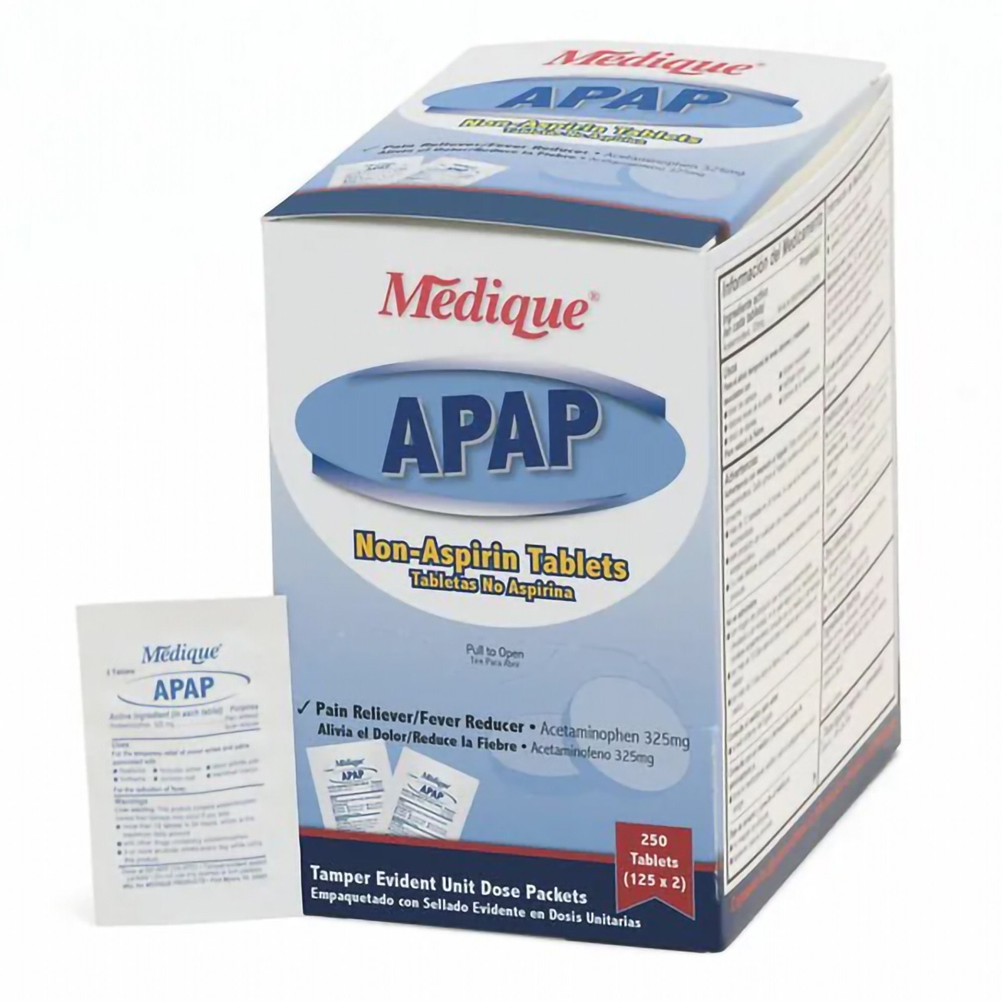Pain Relief Medique® 325 mg Strength Acetaminophen Tablet 250 per Box