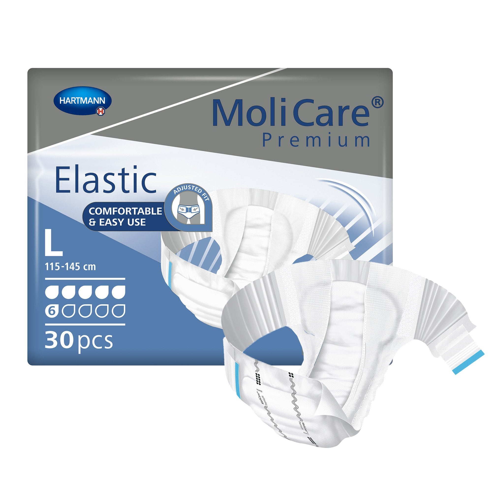 MoliCare® Premium Elastic 6 Drop Absorbency Incontinence Briefs, Large