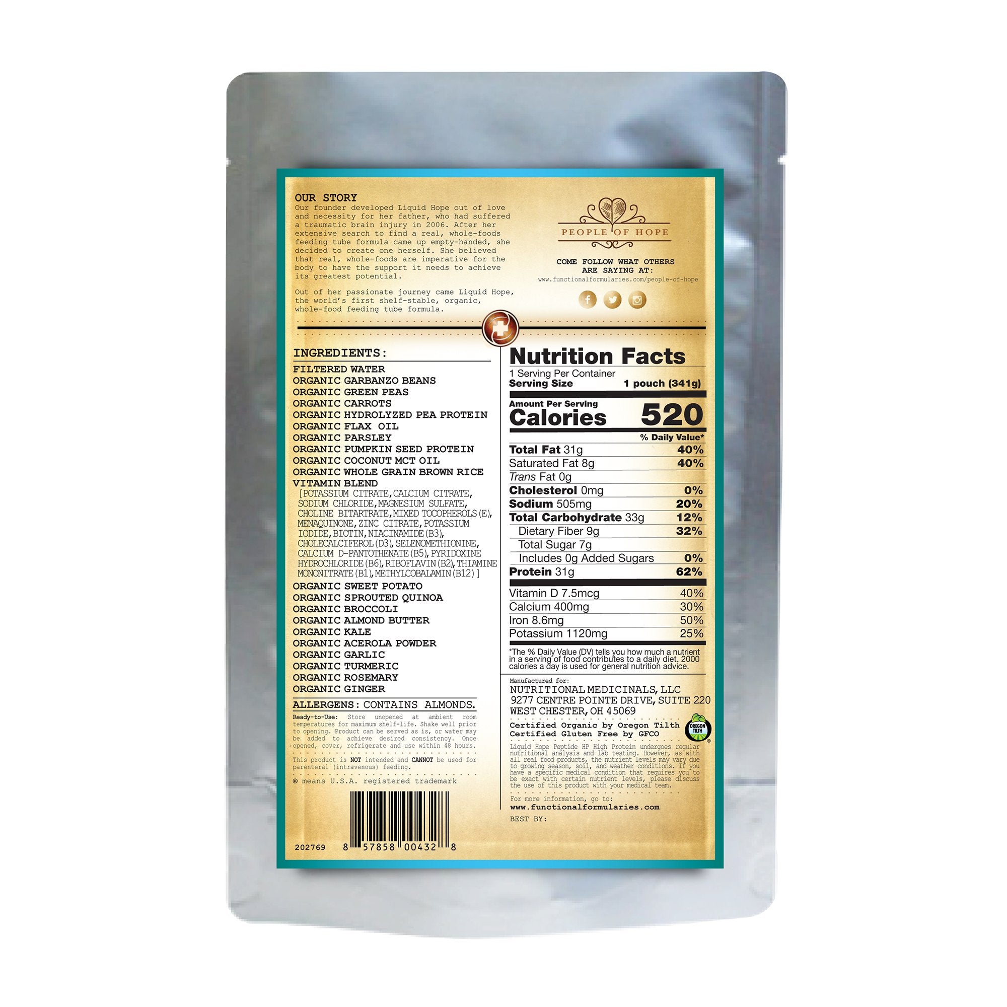 Oral Supplement Liquid Hope® Peptide HP Formula Unflavored Liquid 12 oz. Pouch - image 2