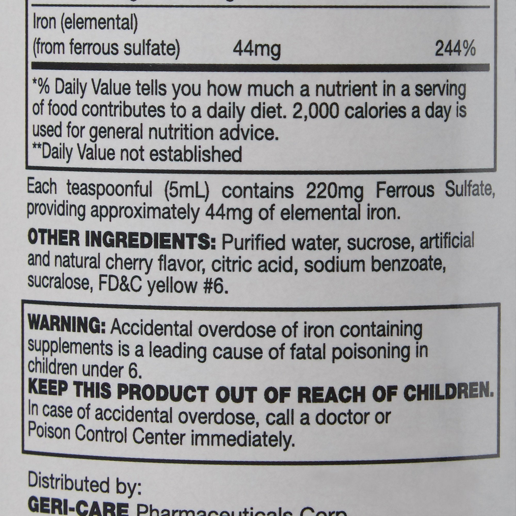 Mineral Supplement Geri-Care® Iron 220 mg Strength Liquid 16 oz. - image 4