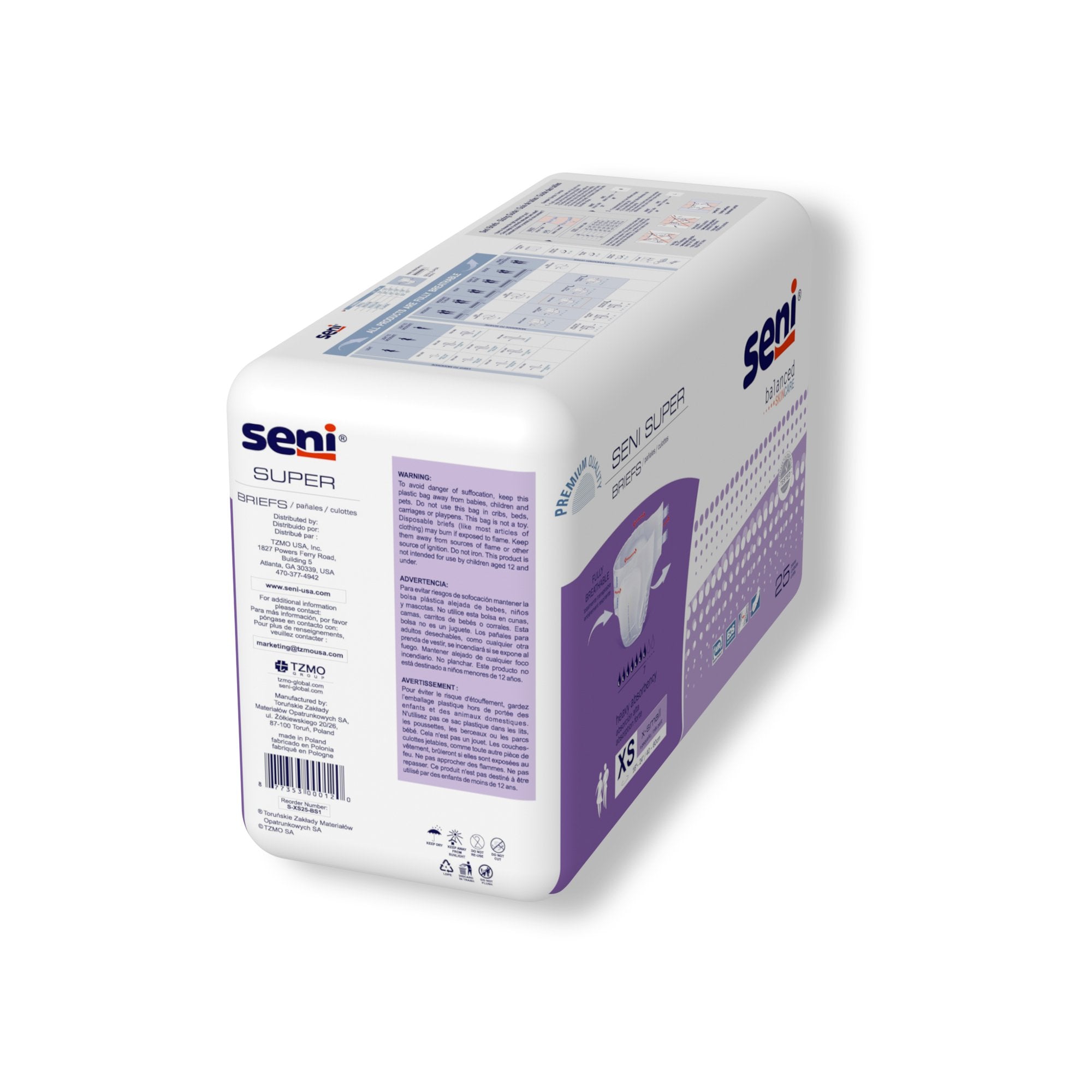 Incontinence Brief Seni® Super Adult X-Small Unisex Disposable Heavy Absorbency - image 7