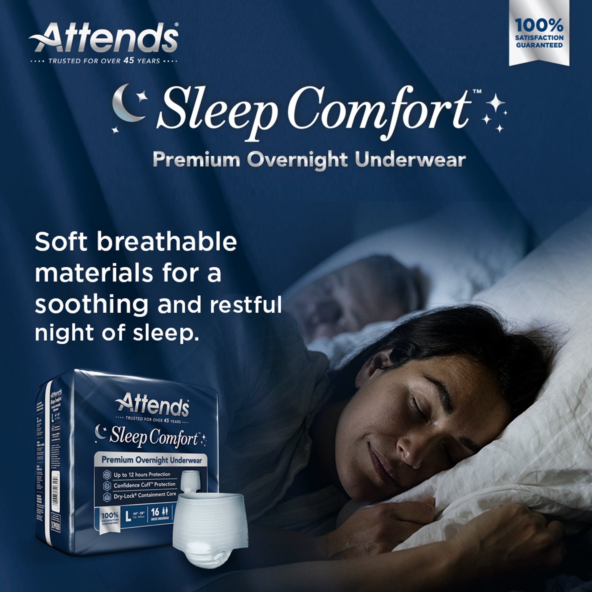 Absorbent Underwear Attends Sleep Comfort Premium Overnight Pull On with Tear Away Seams Adult Large Unisex Disposable Heavy Absorbency - image 8