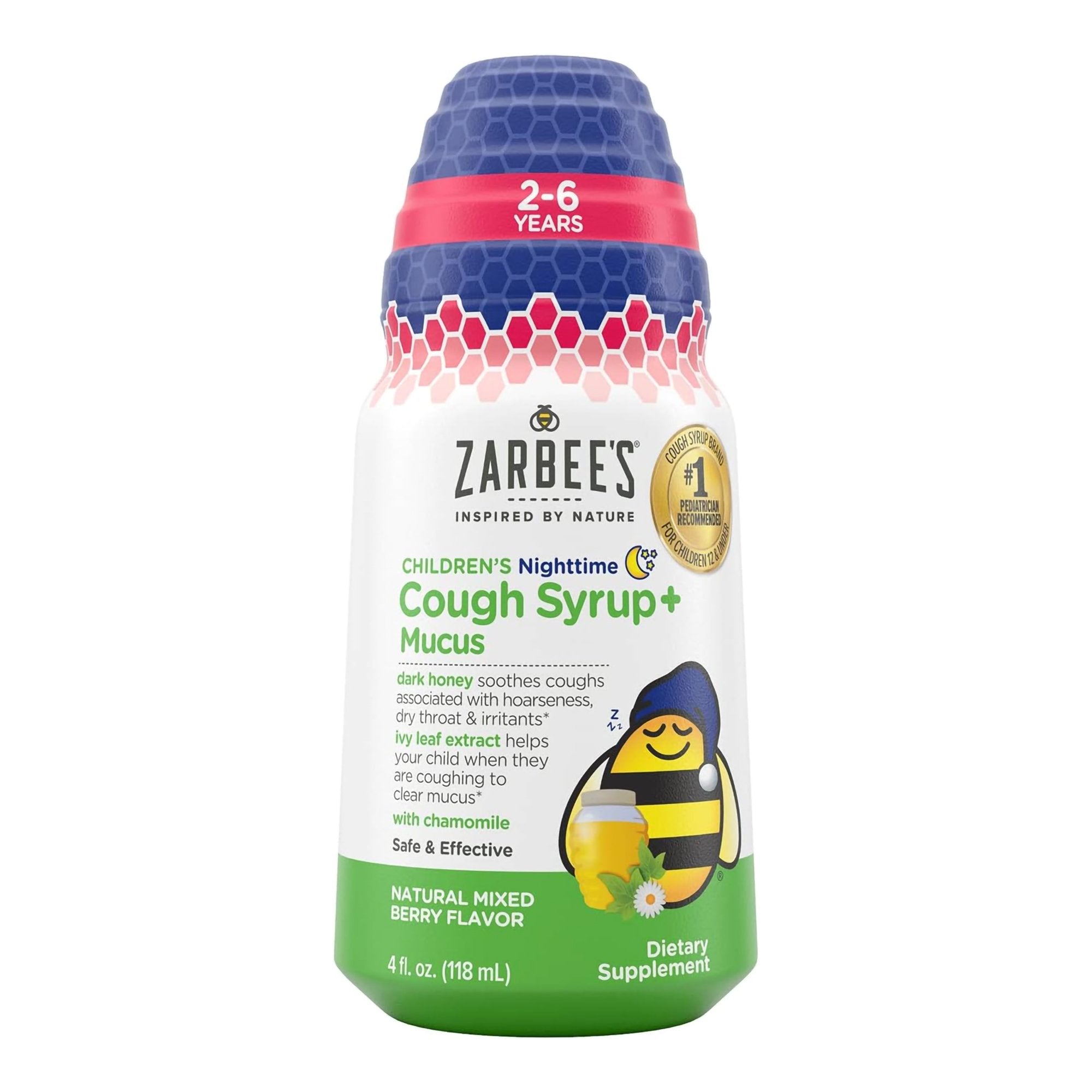 Zarbee's Children's Nighttime Cough Syrup + Mucus, Mixed Berry Flavor