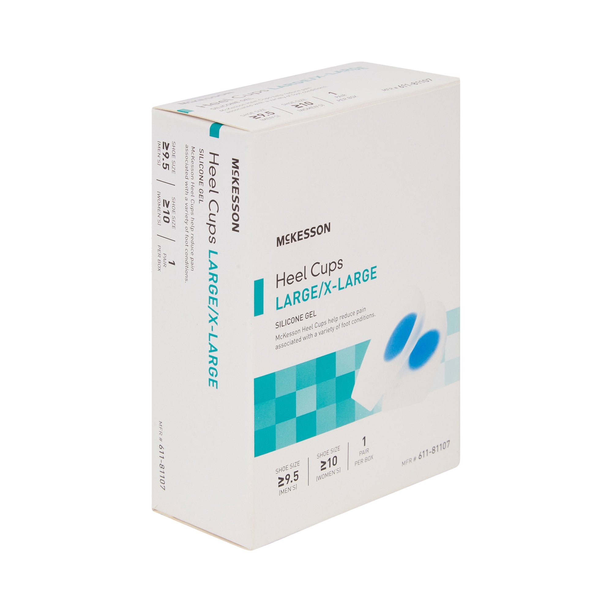Heel Cup McKesson U-Shaped Silicone Women 10 and up / Men 9.5 and up Blue / Clear - image 4