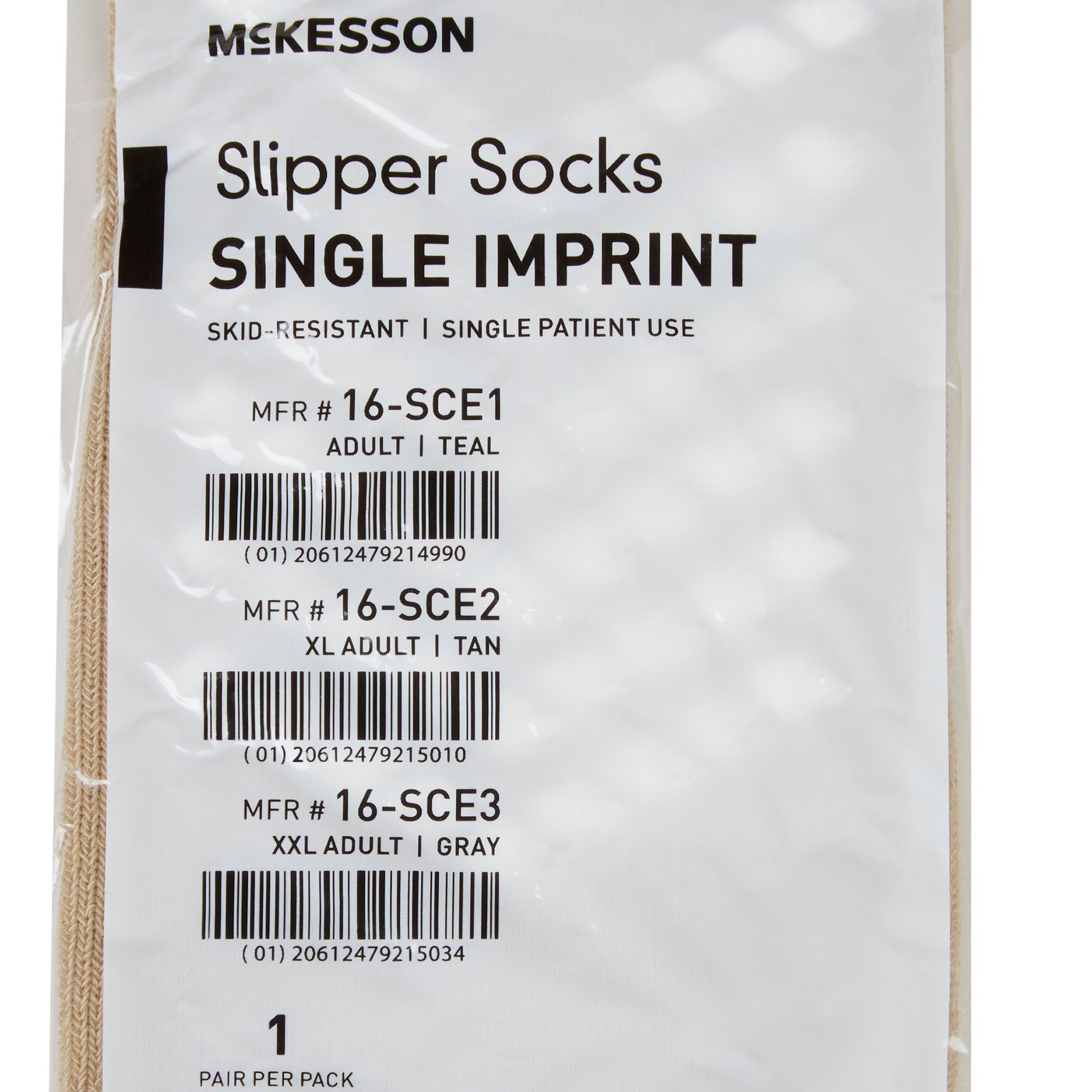 Slipper Socks McKesson Unisex Adult X-Large Single Tread Single Patient Use Tan - image 5
