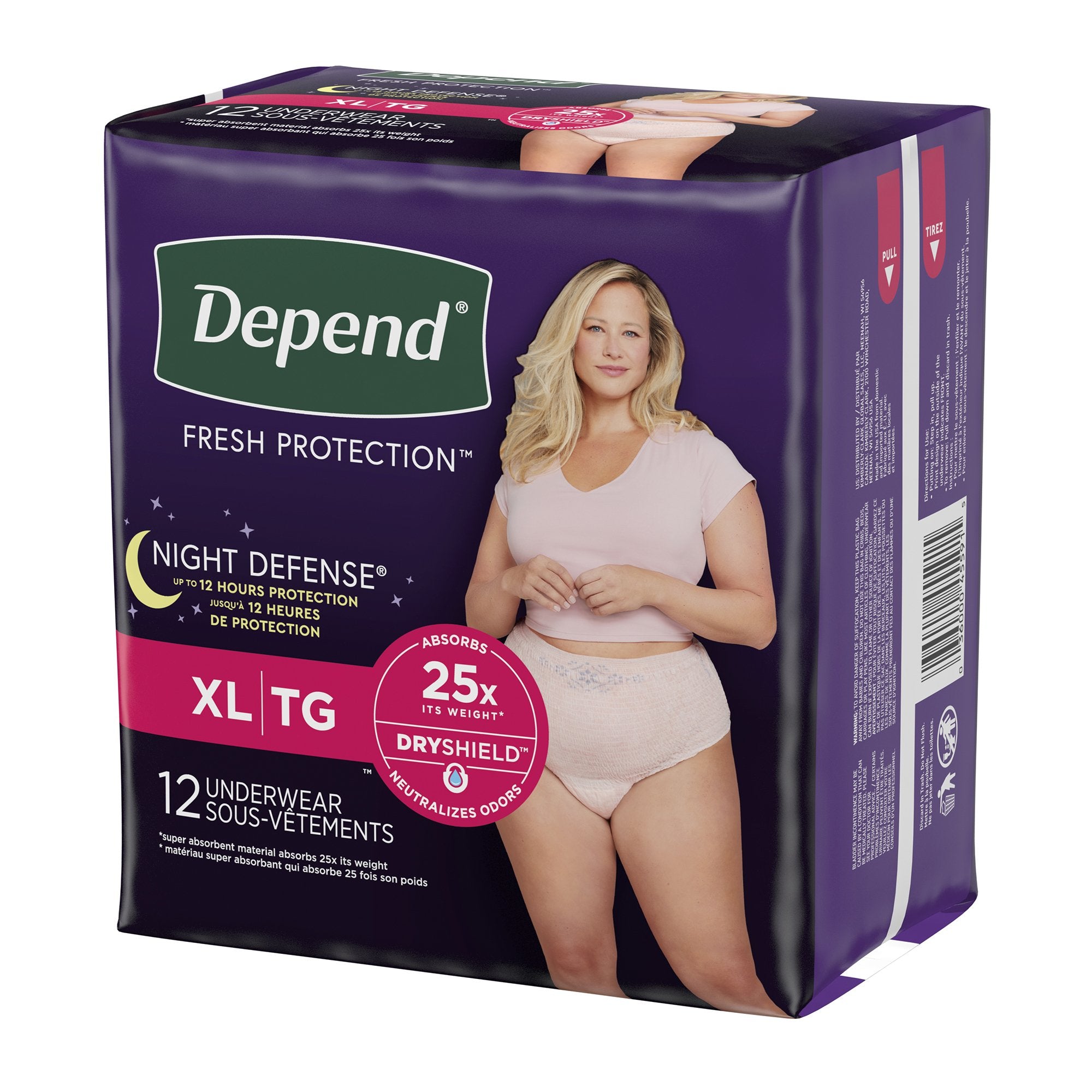 Absorbent Underwear Depend® Night Defense® Waistband Style Adult X-Large Female Disposable Heavy Absorbency - image 2