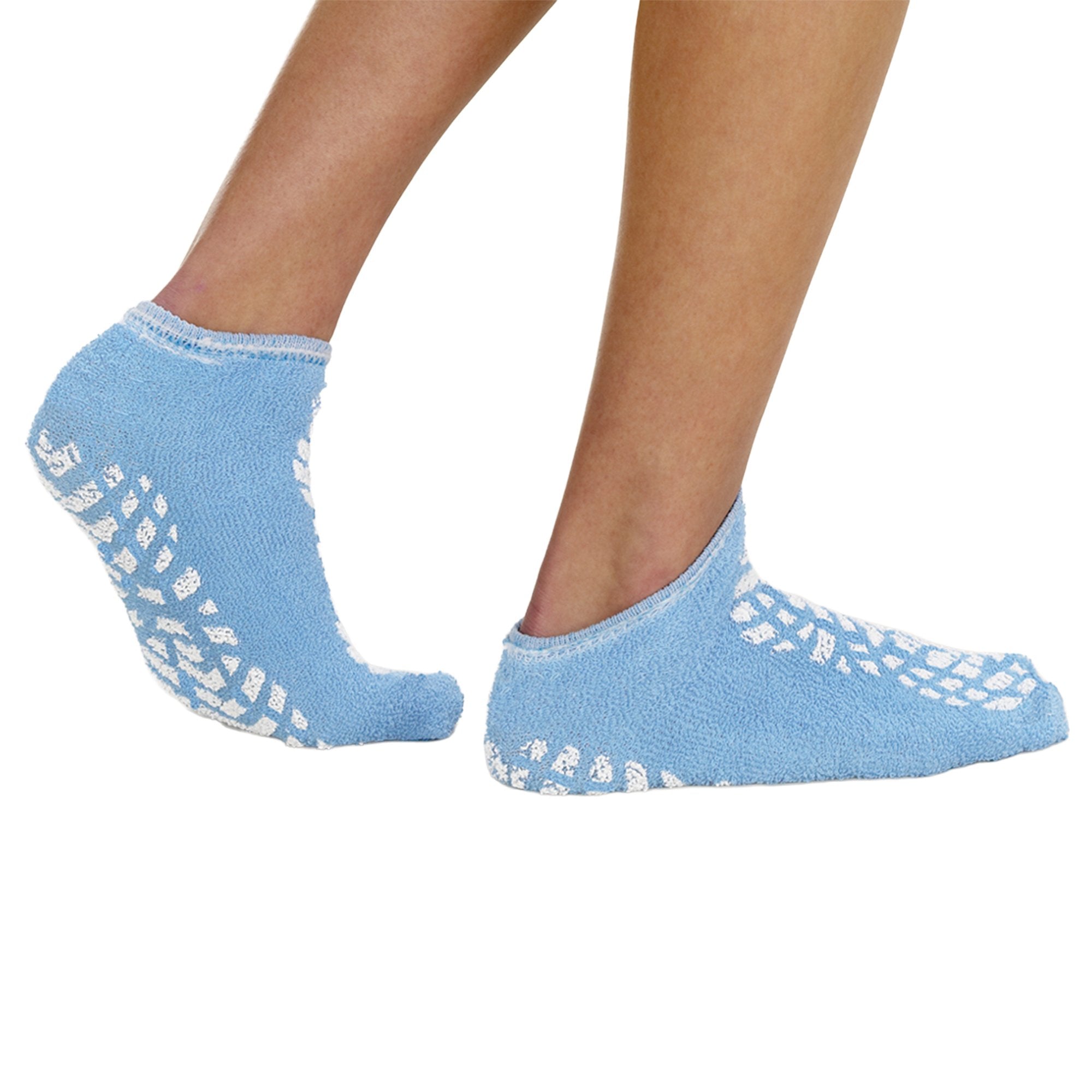 Slipper Socks Terry Treads® Unisex Adult Medium Double Tread Single Patient Use Blue