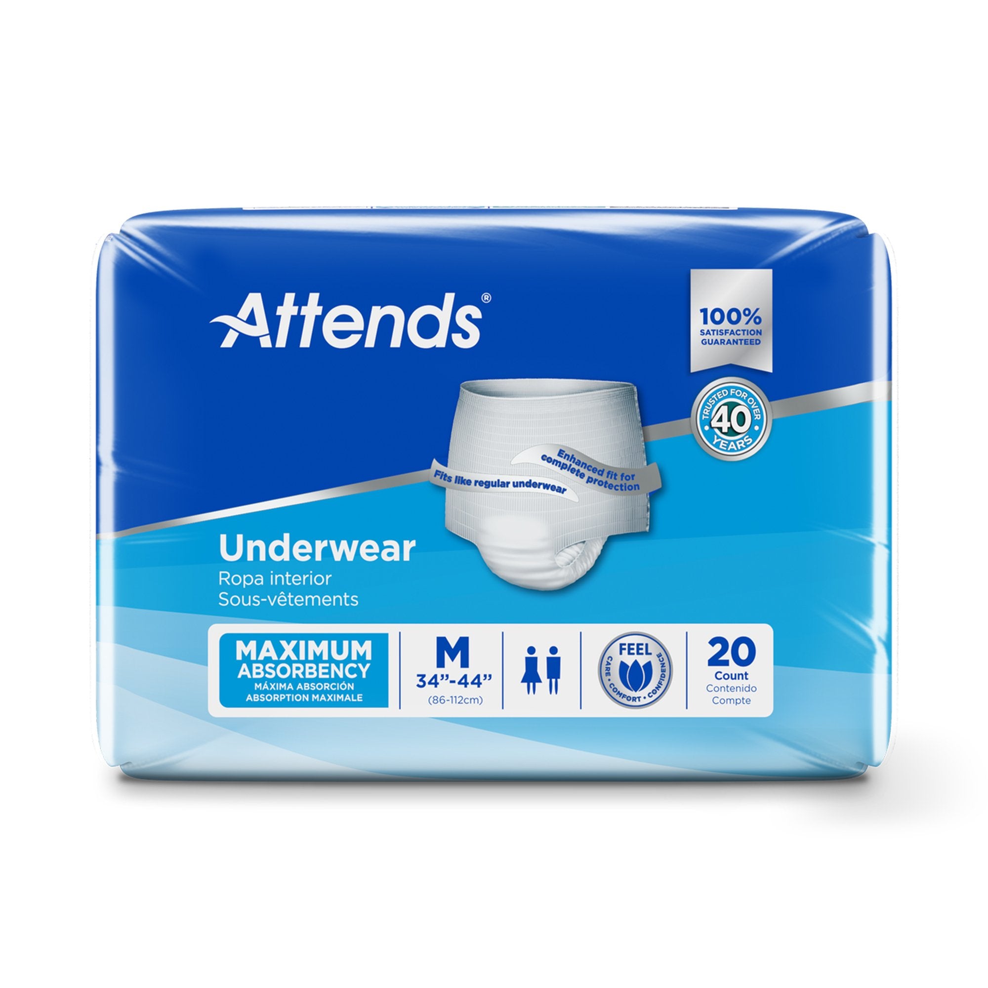 Absorbent Underwear Attends® Pull On with Tear Away Seams Adult Medium Unisex Disposable Heavy Absorbency - image 4