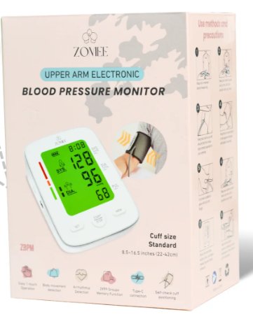 Home Automatic Digital Blood Pressure Monitor Zomee Adult Cuff Nylon Cuff 8.5 to 16.5 Inch Desk Model